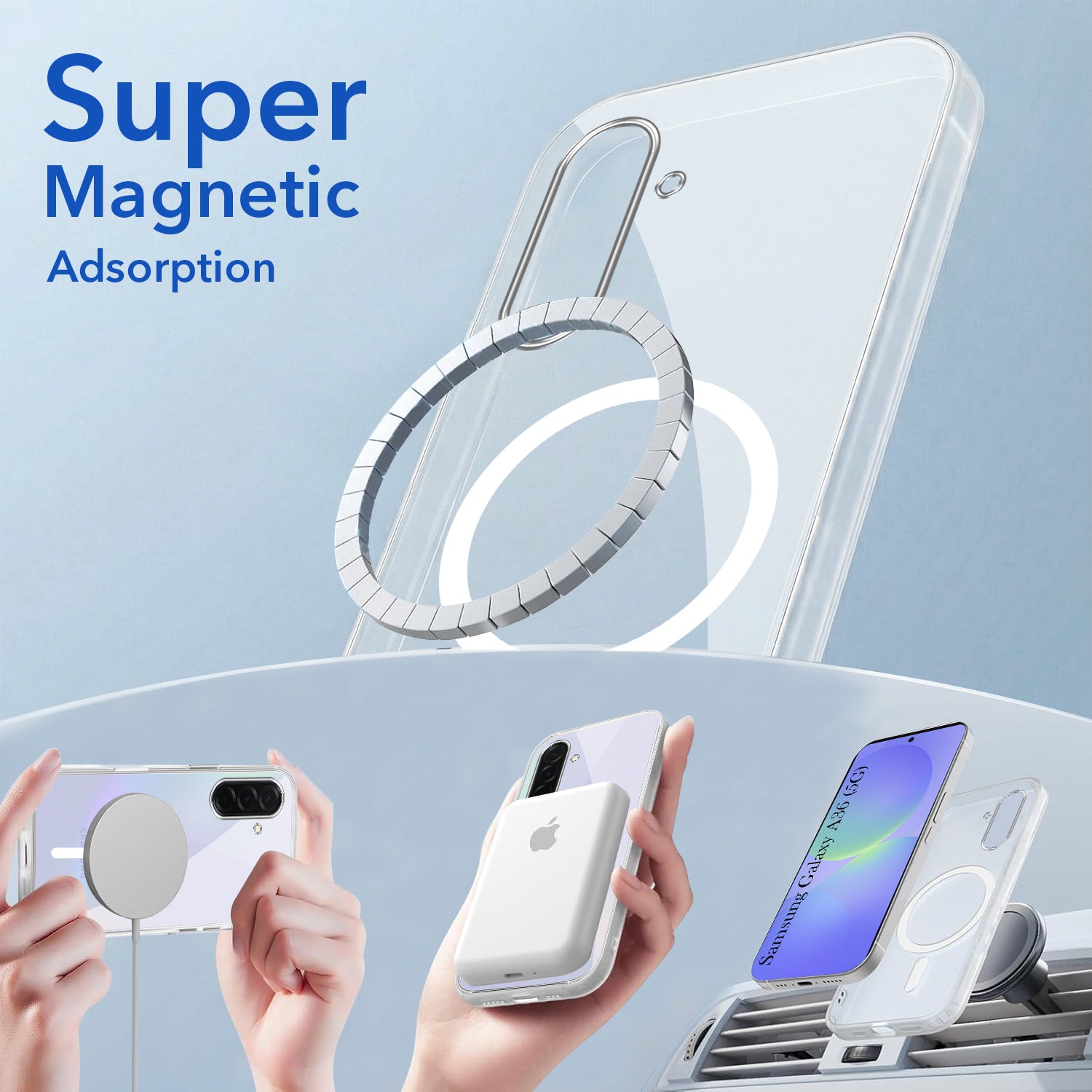 For Samsung Galaxy A36 5G Back Cover Case Lifetime Anti-Yellow MagSafe Compatible Clear (Sleek Hard Crystal | Shockproof and Camera Protection)