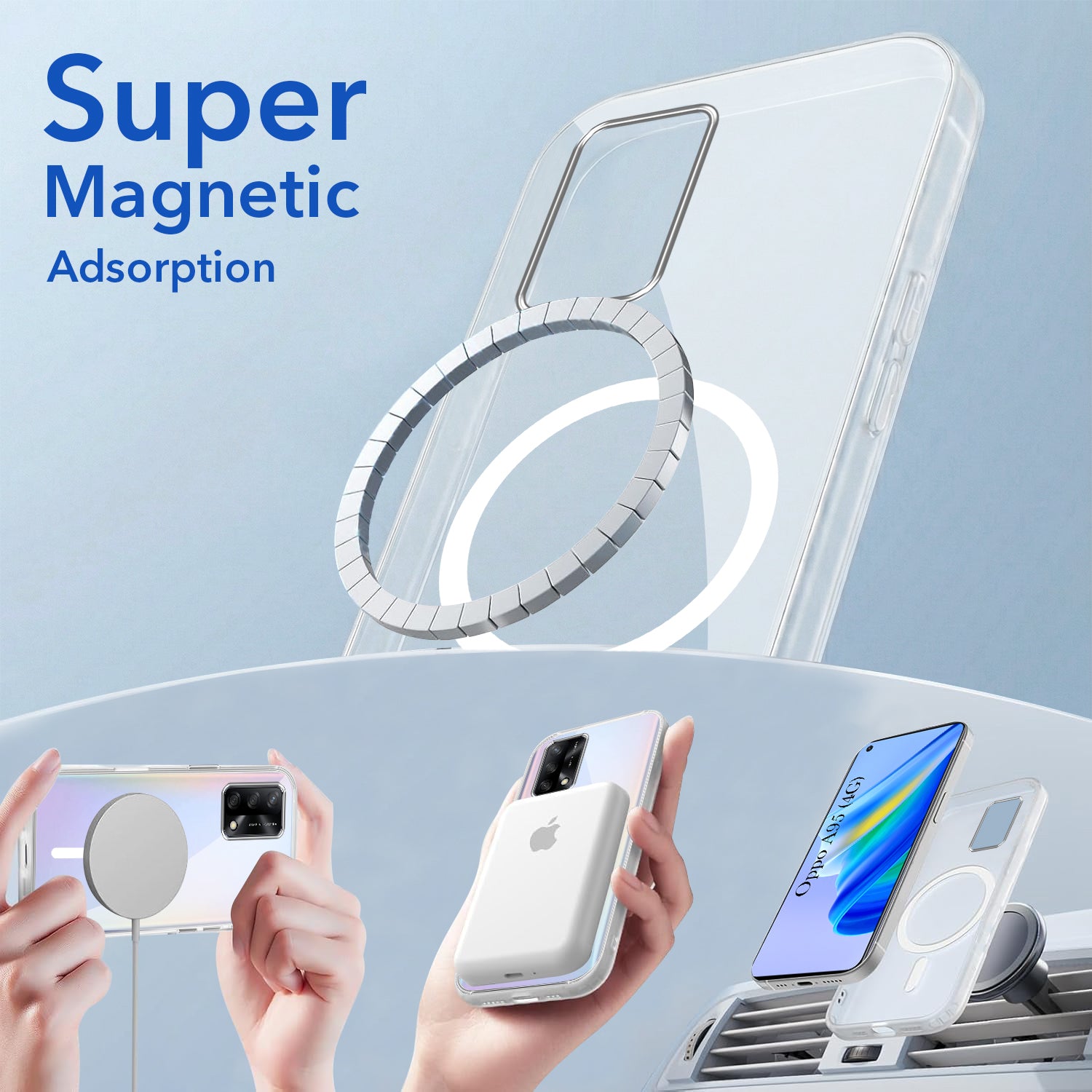 For Oppo A95 4G Back Cover Case Lifetime Anti-Yellow MagSafe Compatible Clear (Sleek Hard Crystal | Shockproof and Camera Protection)