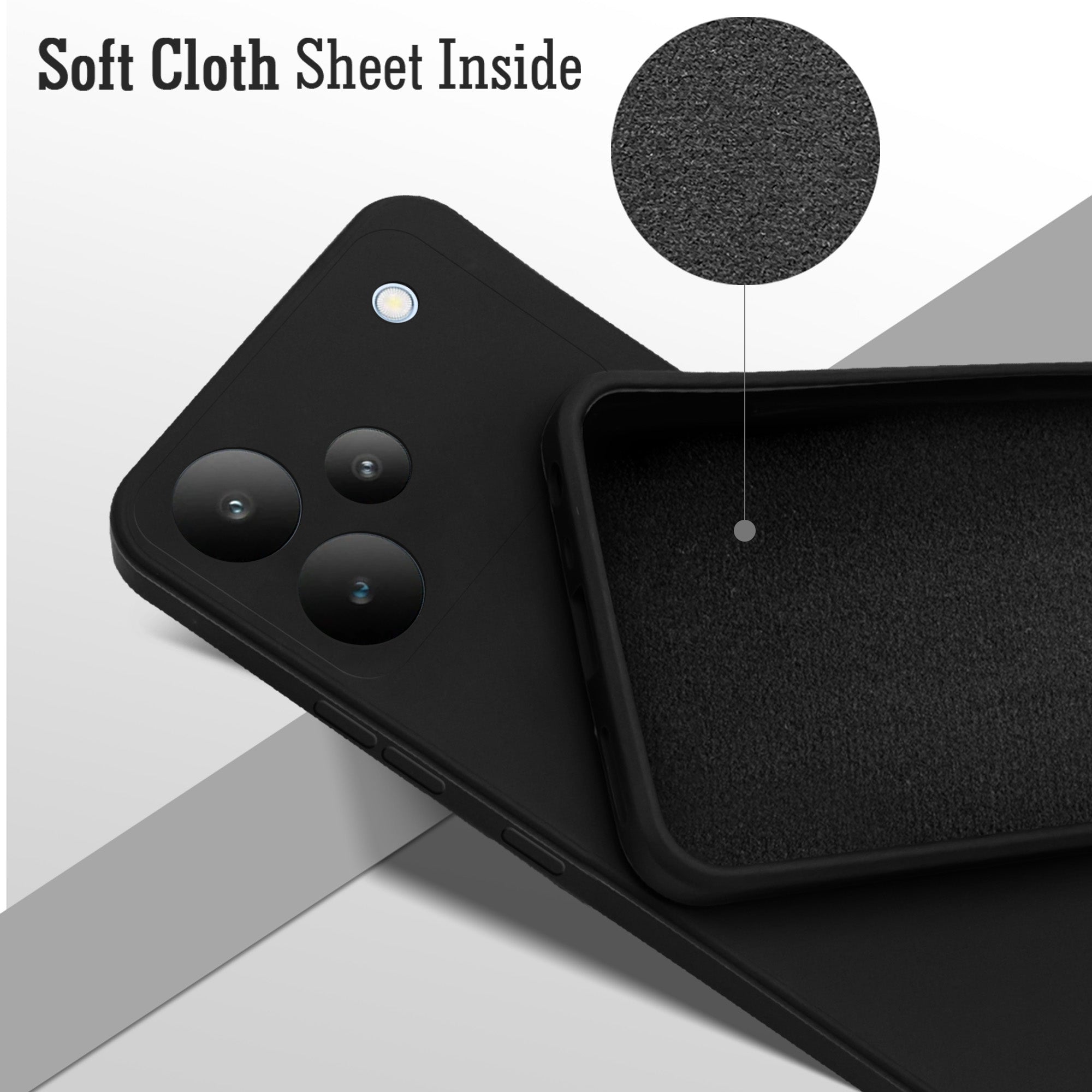 For Realme P4 Back Cover Case (Matte Finish Silicone with Inside Fiber cloth)