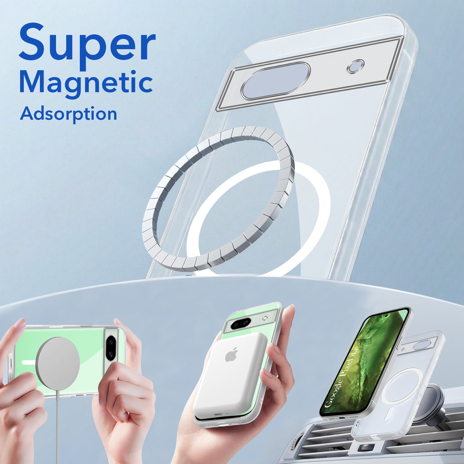 For Google Pixel 8a Back Cover Case Lifetime Anti-Yellow MagSafe Compatible Clear (Sleek Hard Crystal | Shockproof and Camera Protection)