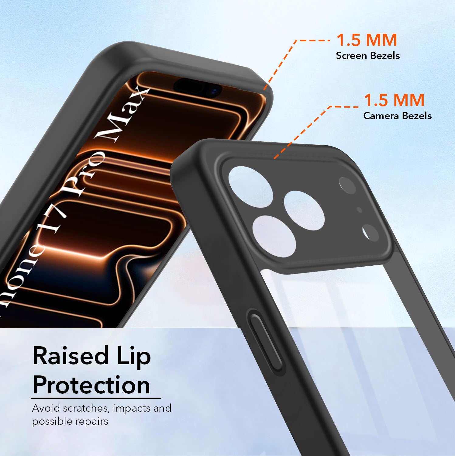 For Apple iPhone 17 Pro Max Combo with Back Cover and 9H Tempered Glass (Lifetime Anti-Yellow | Crystal Clear Shockproof | Oleophobic Coating Screen Glass)
