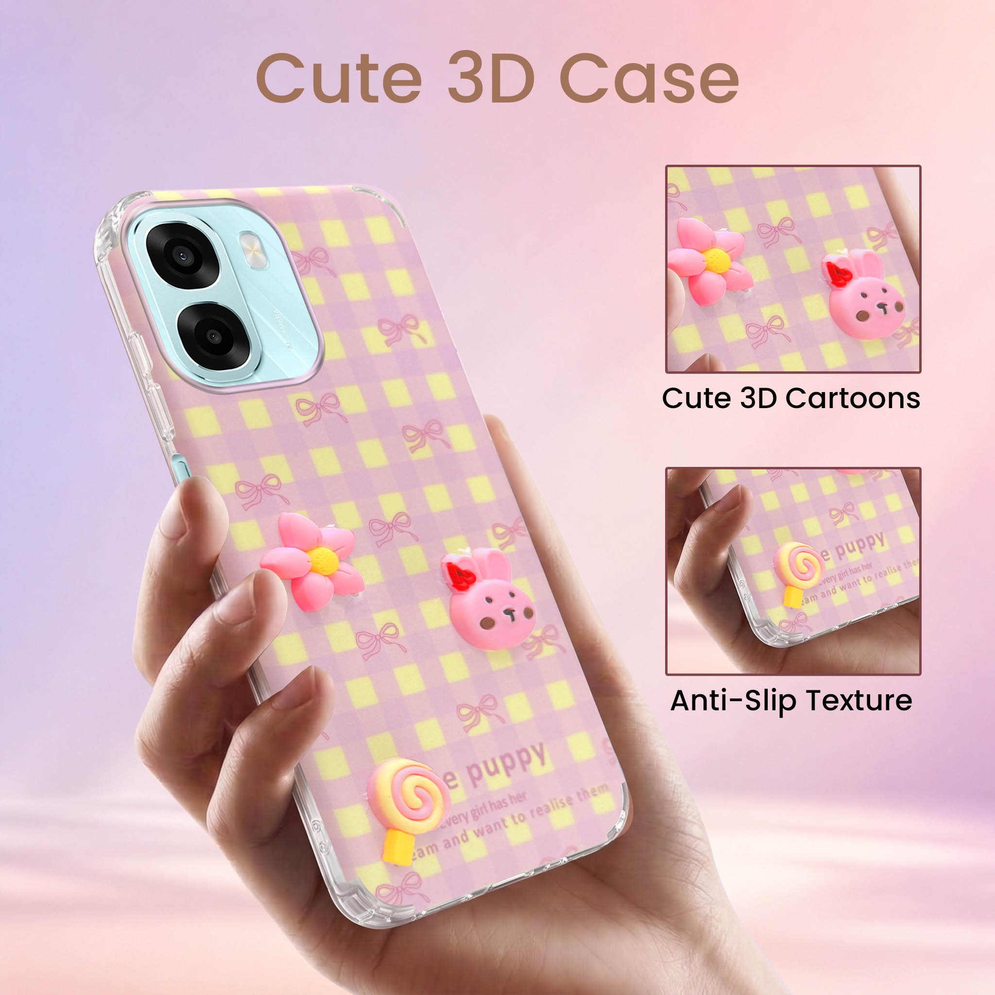 For Oppo A6X | Oppo A6S Back Cover Case (3D Cute Cartoons | Hard Back Side Soft | Matte Premium Finish | HD Printing)