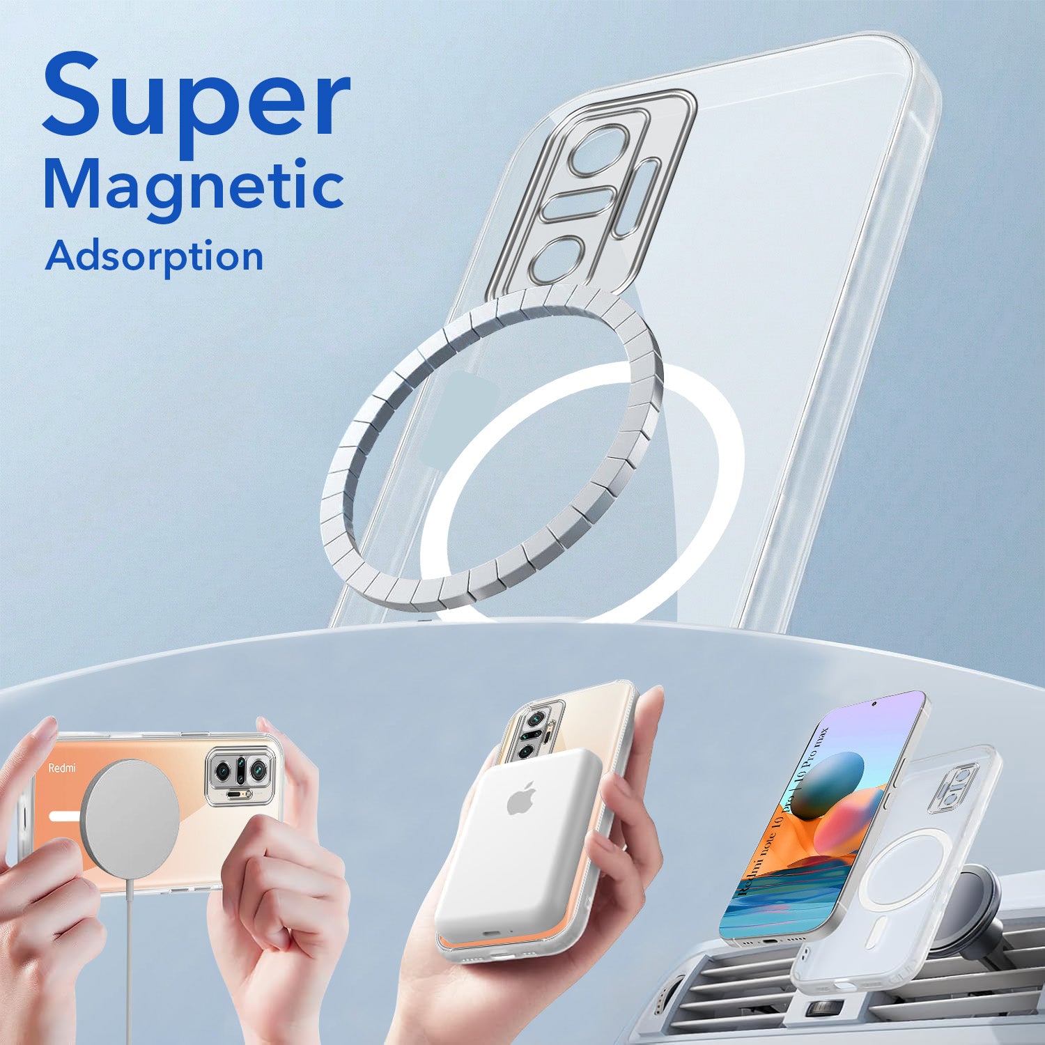 For Xiaomi Mi Redmi Note 10 Pro | 10 Pro Max Back Cover Shockproof Crystal-Clear (MagSafe Wireless Support | Drop & Camera Protection | Hard Polycarbonate)