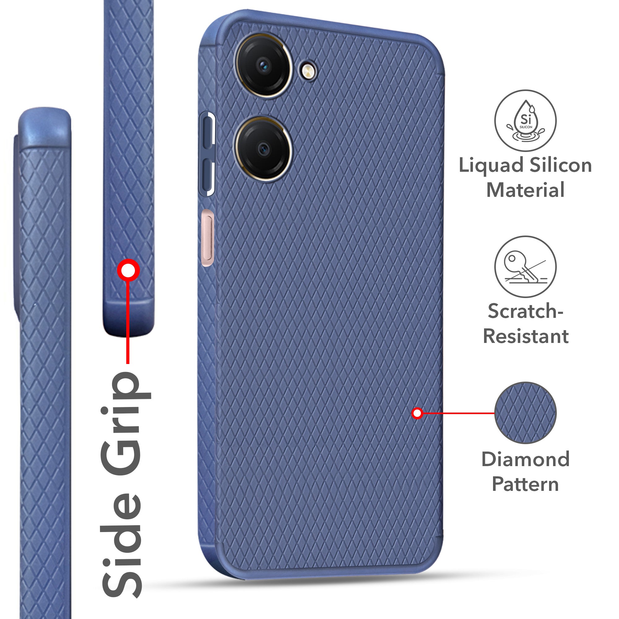 For Vivo iQOO Z9 Lite 5G Back Cover Case Liquid Silicone (Camera Protection | Side Grip Texture | Soft and Flexible)
