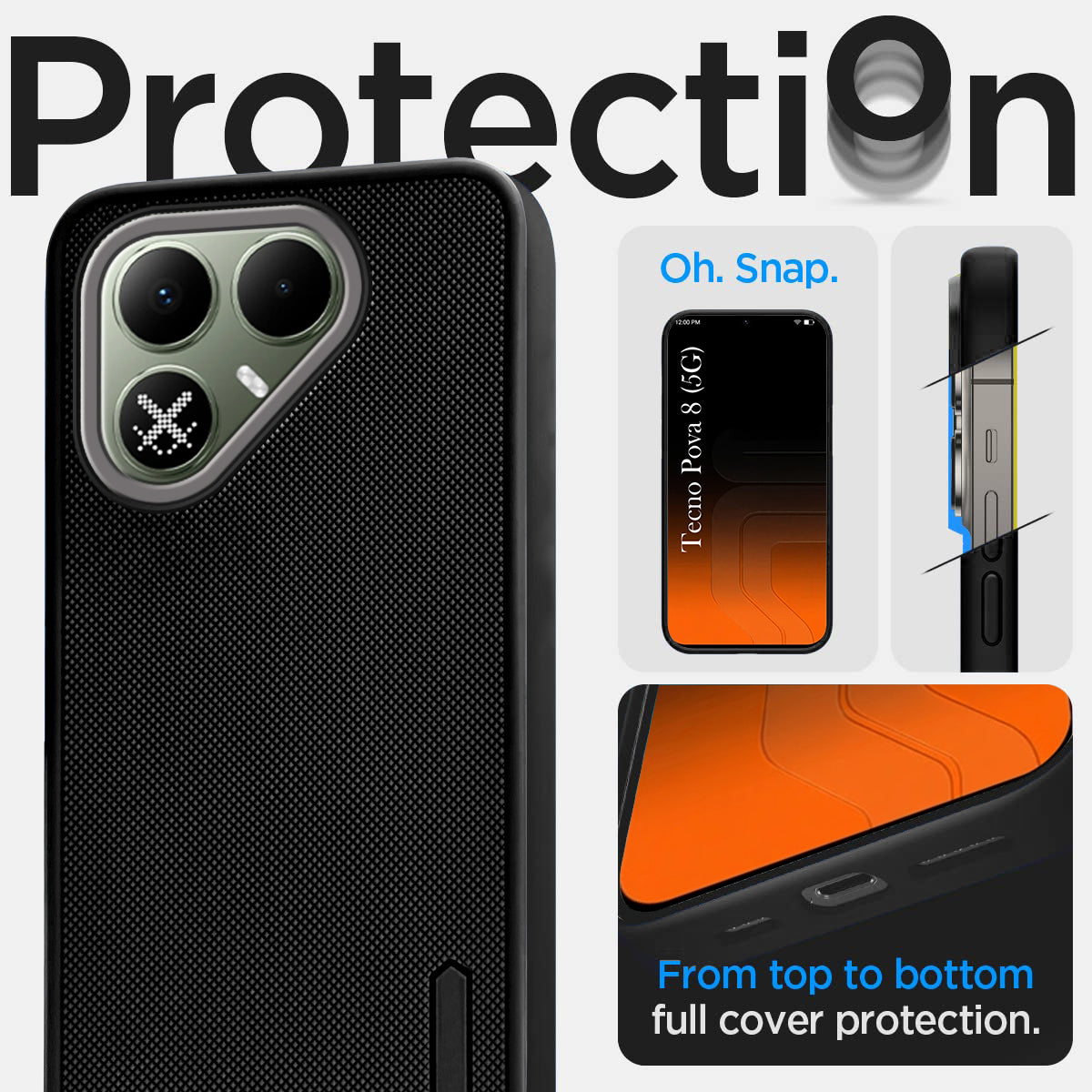 For Tecno Pova 8 Back Cover Case Rubberised (Textured Grip Design | Micro-Fiber Cloth Inside | Slim and Light Weight | Soft Touch and Feel)
