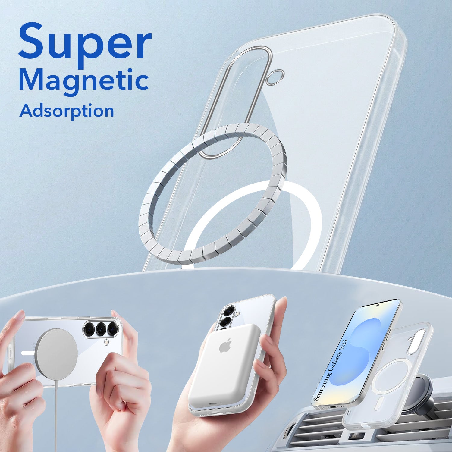 For Samsung Galaxy S25 Back Cover Case Lifetime Anti-Yellow MagSafe Compatible Clear (Sleek Hard Crystal | Shockproof and Camera Protection)