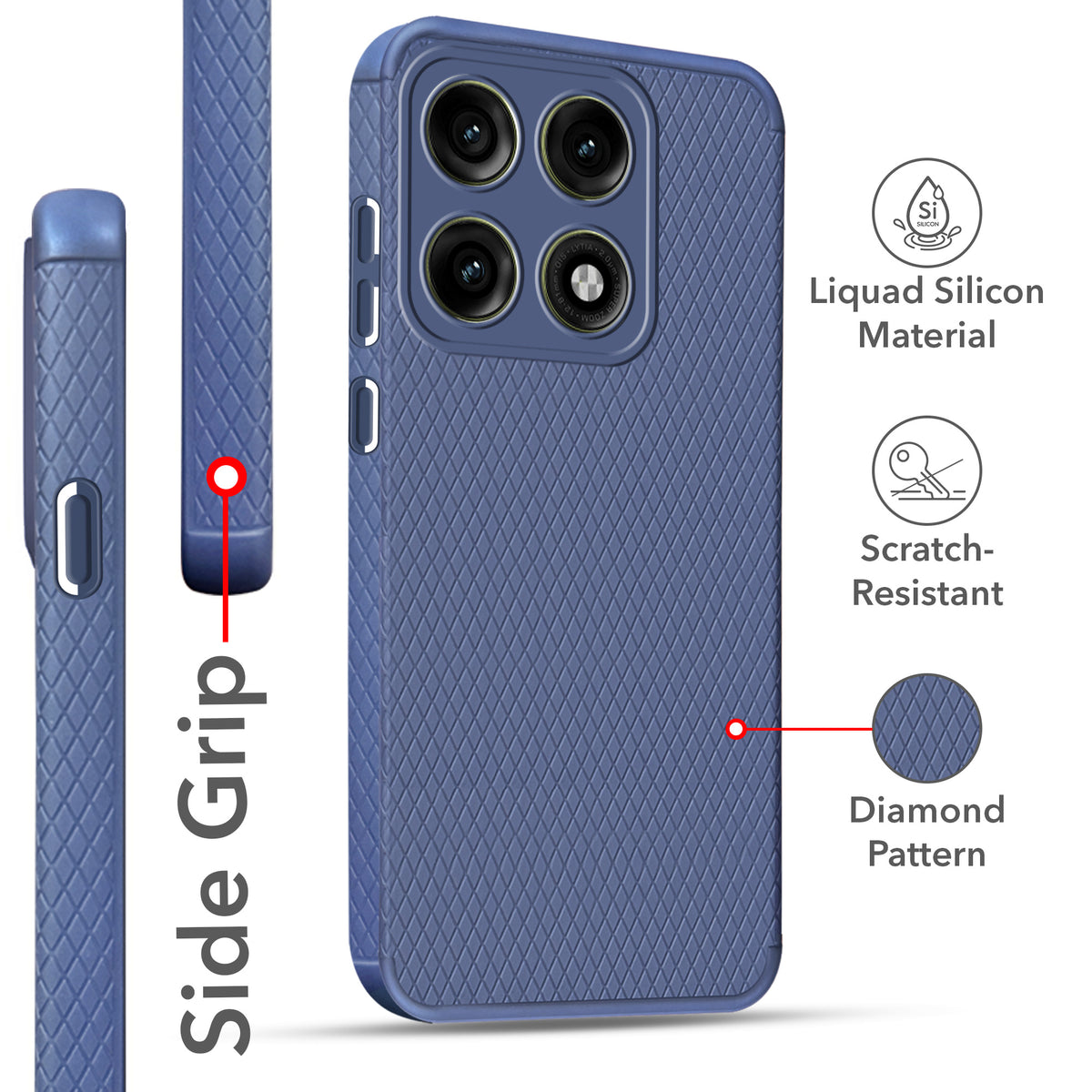 For Motorola Edge 70 Pro |  Motorola Edge 70 Pro Plus Back Cover Case Liquid Silicone (Camera Protection | Side Grip Texture | Soft and Flexible)