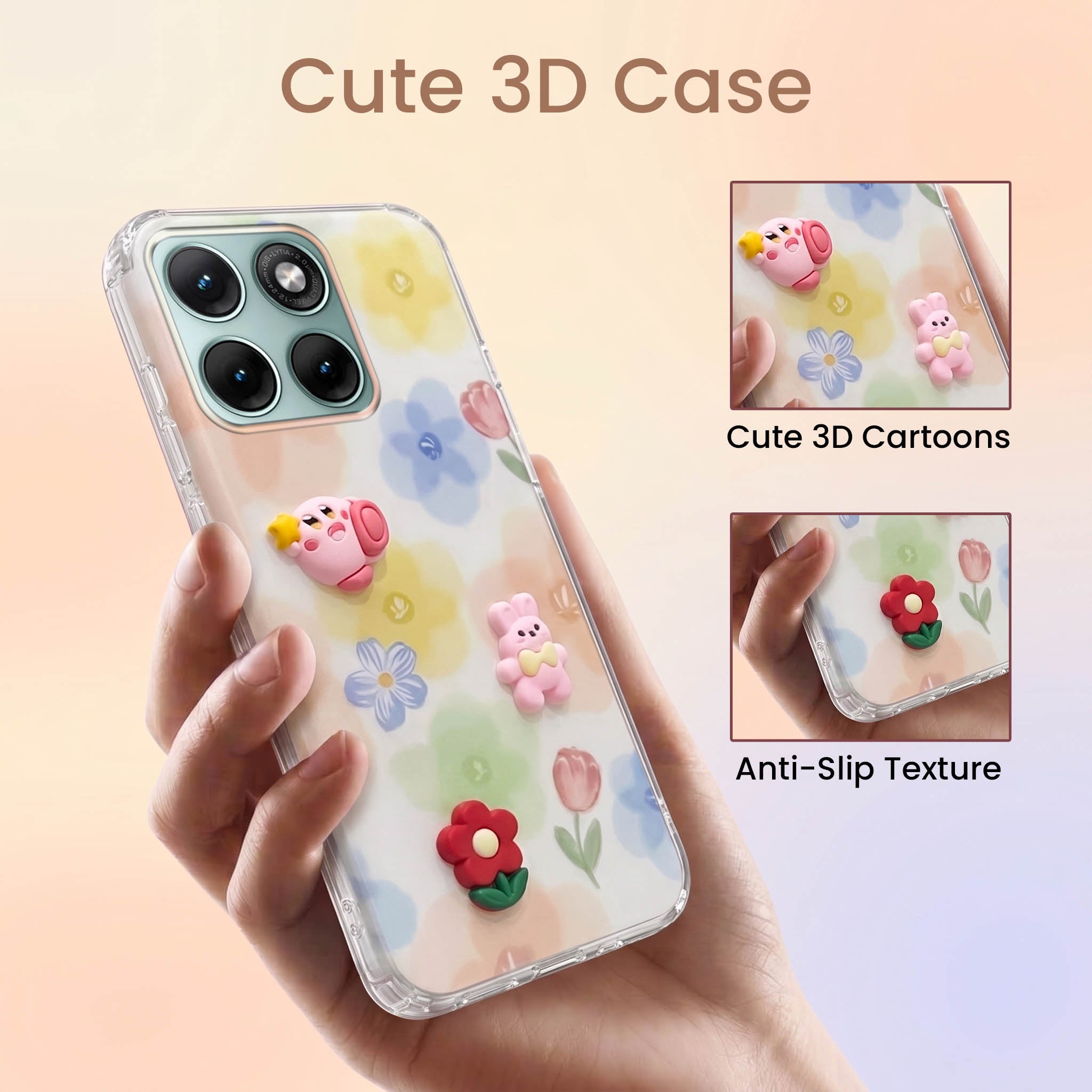 For Motorola Moto Edge 70 Fusion Back Cover Case (3D Cute Cartoons | Hard Back Side Soft | Matte Premium Finish | HD Printing)