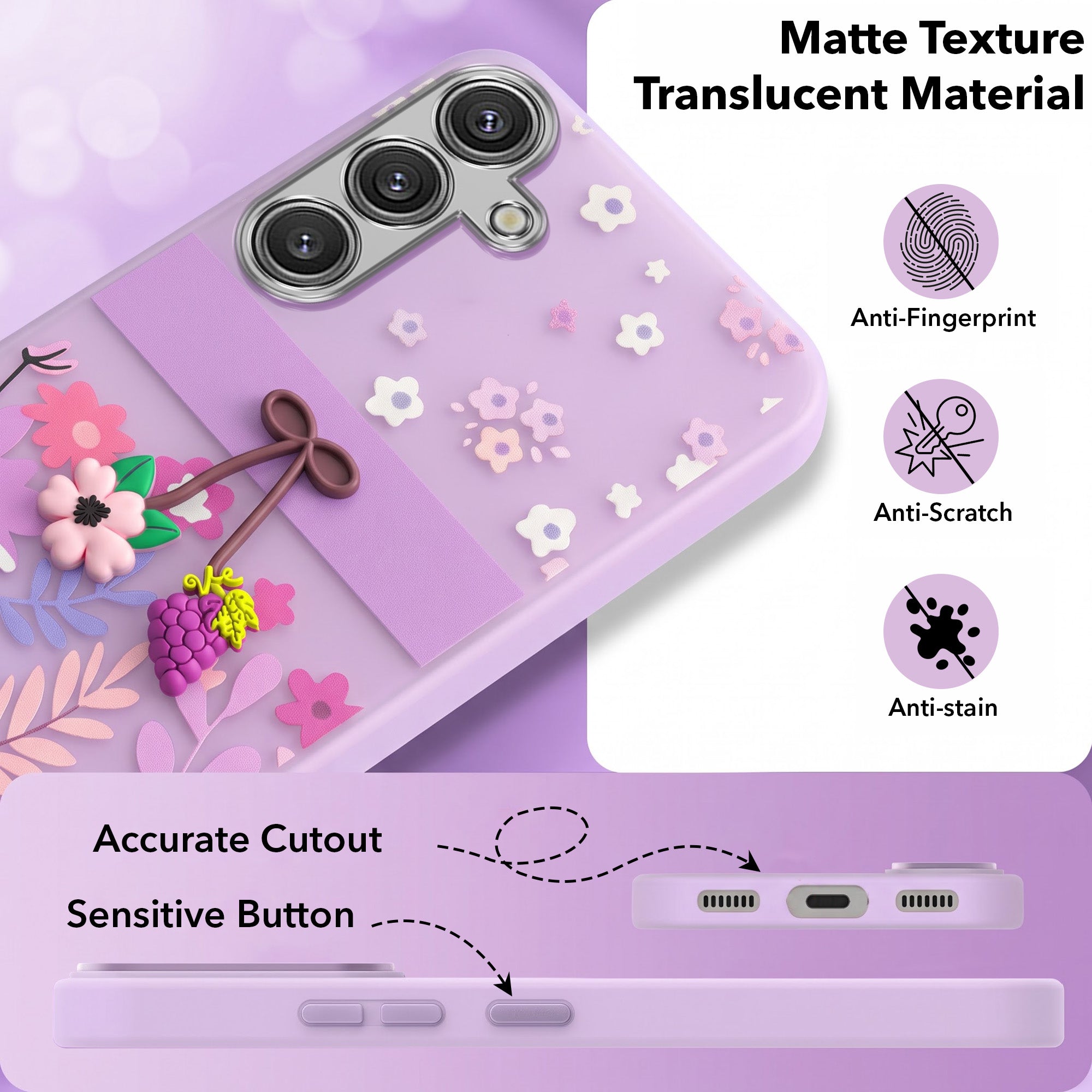 For Samsung Galaxy S24 Back Cover Case (3D Cute Cartoons | Hard Back Side Soft | Matte Premium Finish | HD Printing) (Copy)