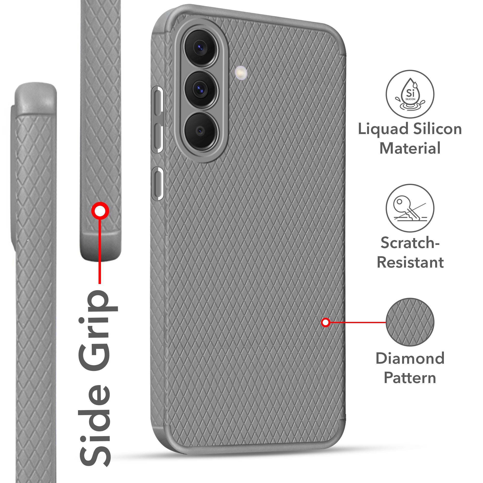 For Samsung Galaxy A37 5G Back Cover Case Liquid Silicone (Camera Protection | Side Grip Texture | Soft and Flexible)