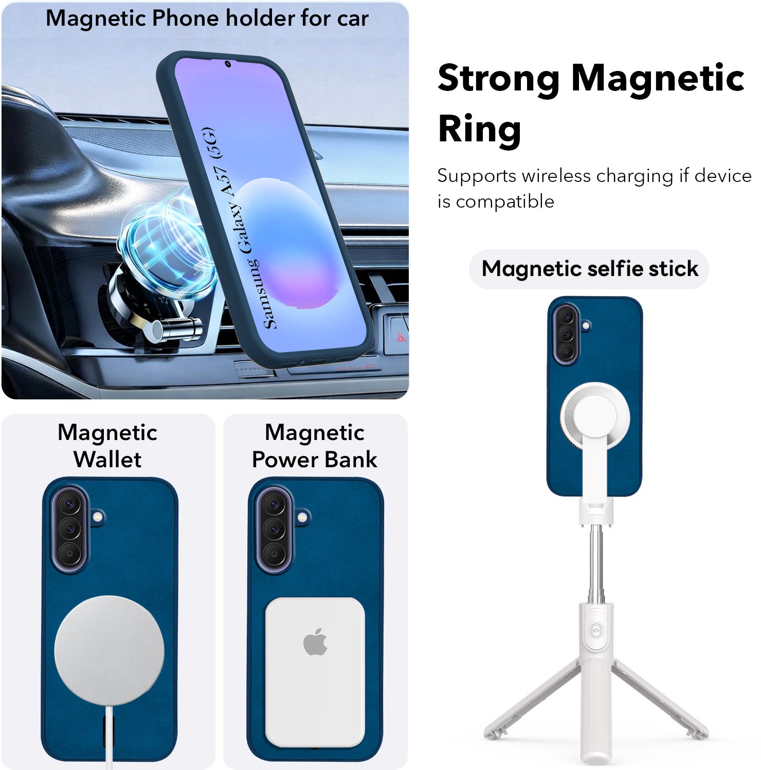 For Samsung Galaxy A57 5G Back Cover Case Leather Finish (MagSafe Compatible Wireless Charging | Soft Touch | Camera Bump Protection)
