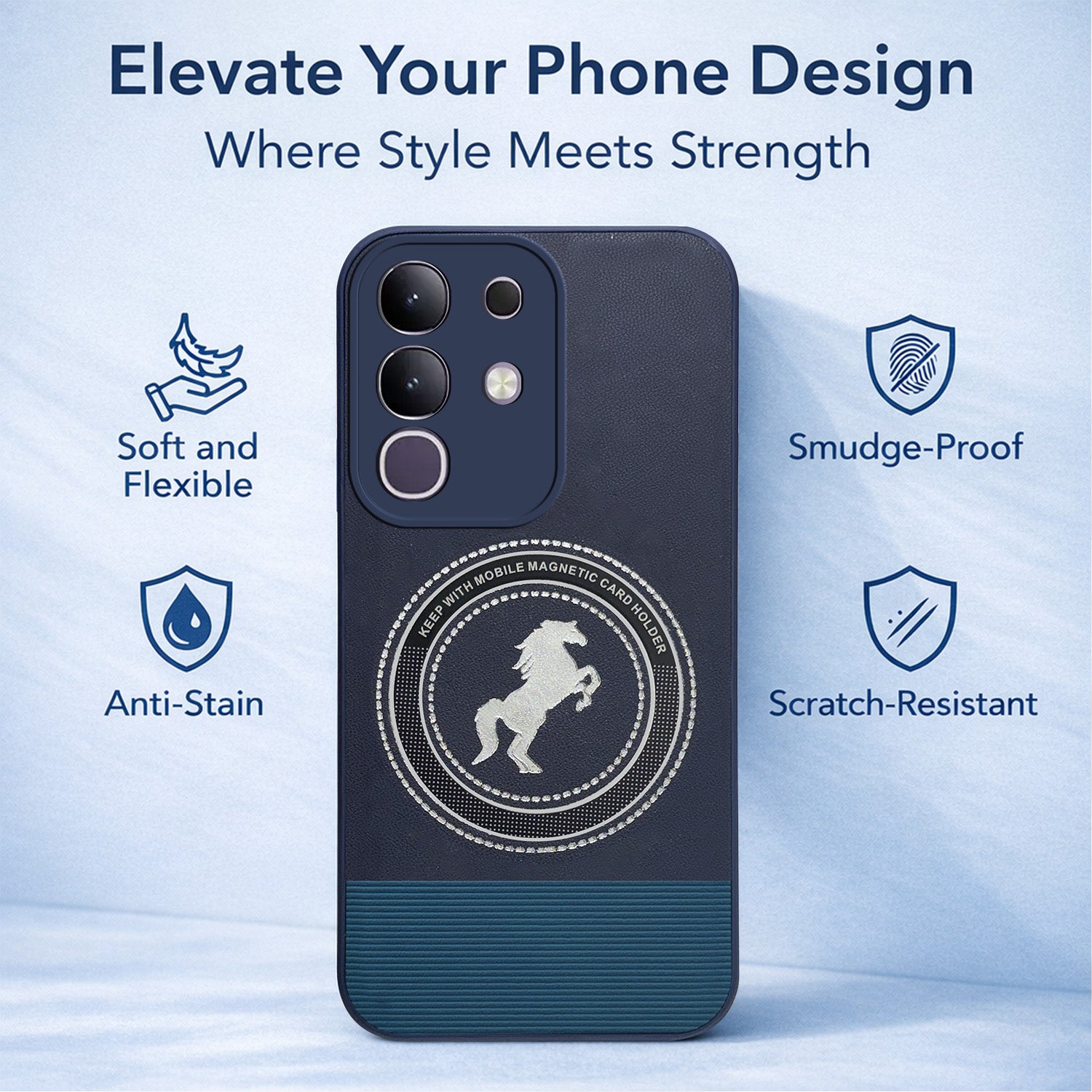 For Vivo T4x | Vivo Y31 Pro Back Cover Case PU Leather Finish (Professional Minimalist Texture | MagSafe Compatile | Camera Protection | Sleek Sober Formal)