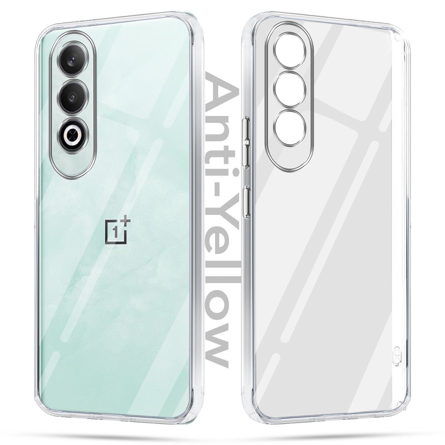 For Oneplus Nord CE 4 Combo with Back Cover and 9H Tempered Glass (Lifetime Anti-Yellow | Sleek Hard Crystal | Oleophobic Coating Screen Glass)