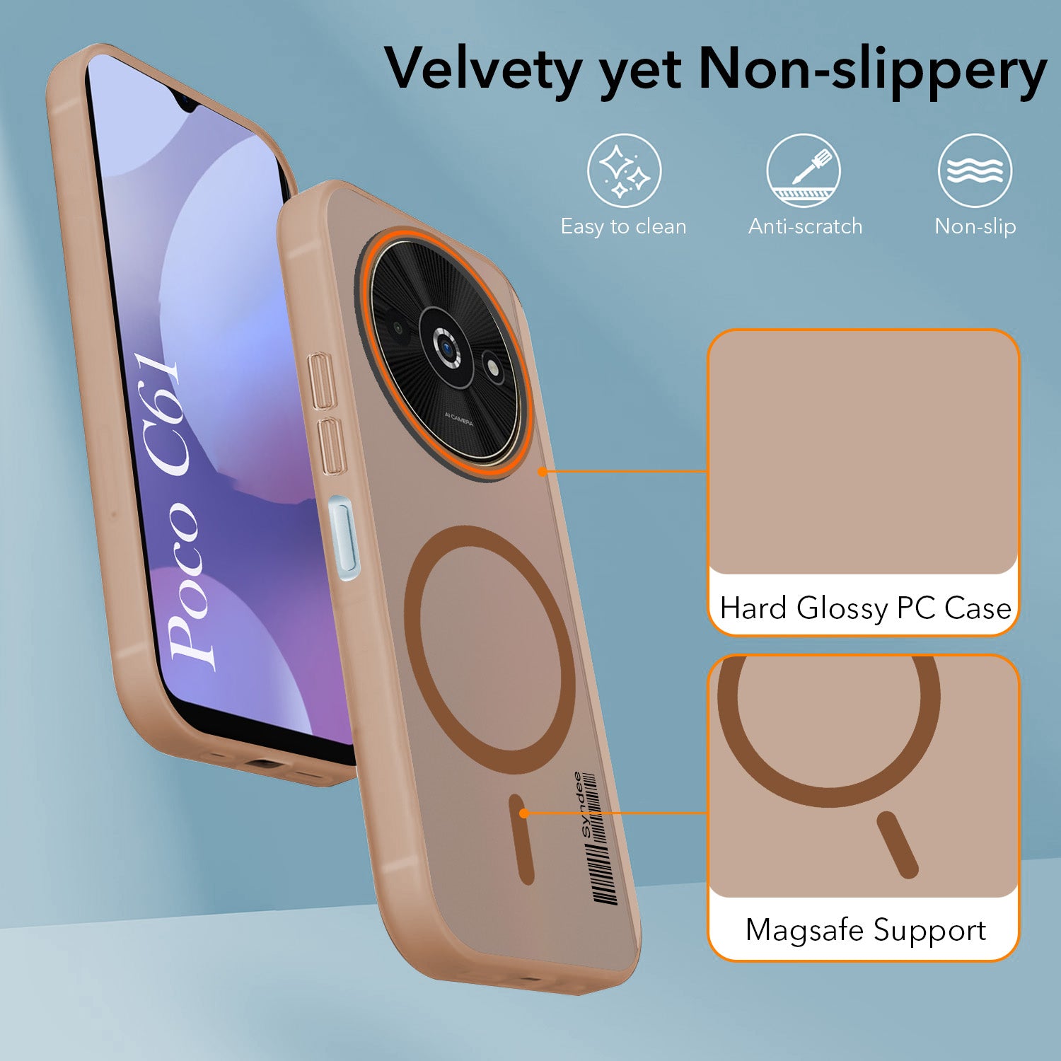For Xiaomi Poco C61 Back Cover Case (Soft Touch | Camera Bump Protection | MagSafe Compatible | Matte Finish)