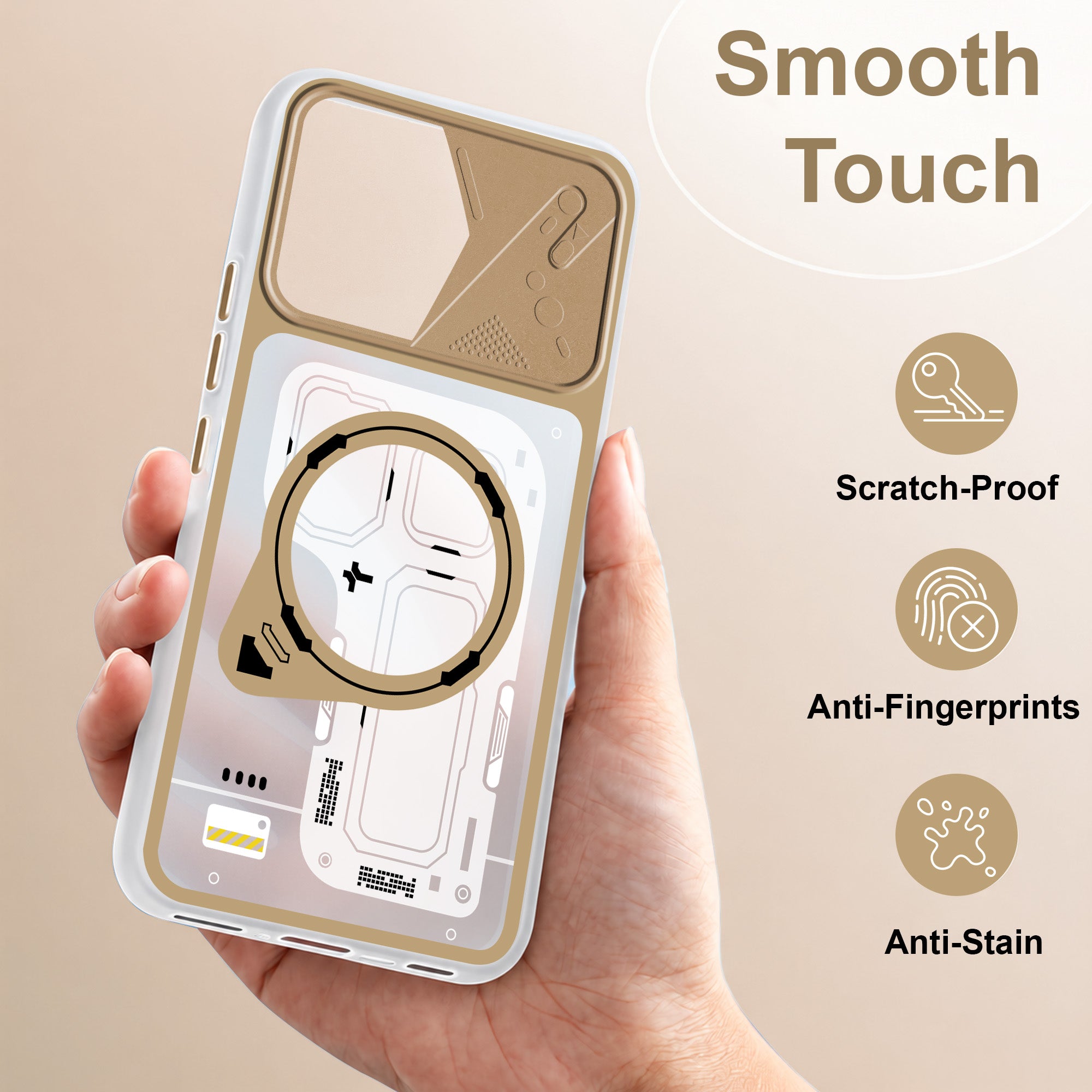 For Oppo F33 Pro 5G Metallic Back Cover Case (Metallic Camera Protection & Buttons | Translucent Milky Shade | Hard Polycarbonate)