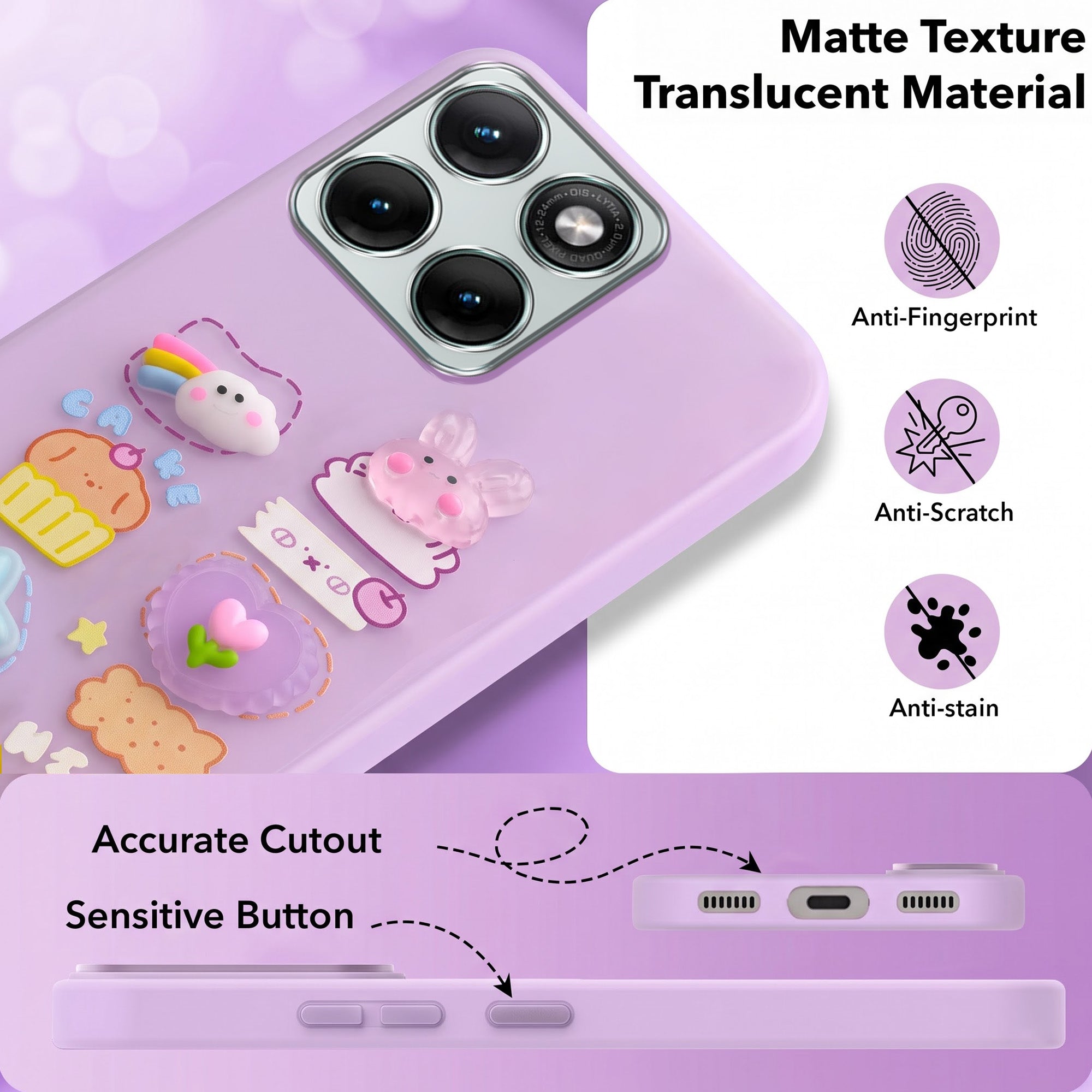 For Motorola Moto Edge 70 Fusion Back Cover Case (3D Cute Cartoons | Hard Back Side Soft | Matte Premium Finish | HD Printing)