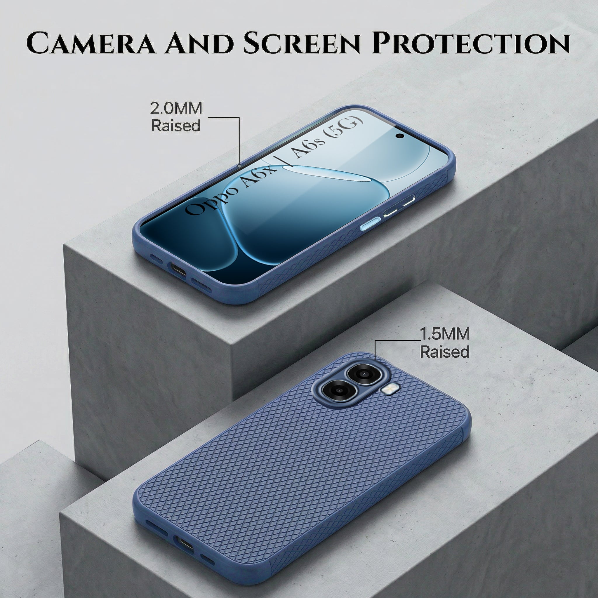 For Oppo A6X | Oppo A6S Combo with Back Cover and 9H Tempered Glass (Liquid Silicone | Camera Protection | Oleophobic Coating Screen Glass)