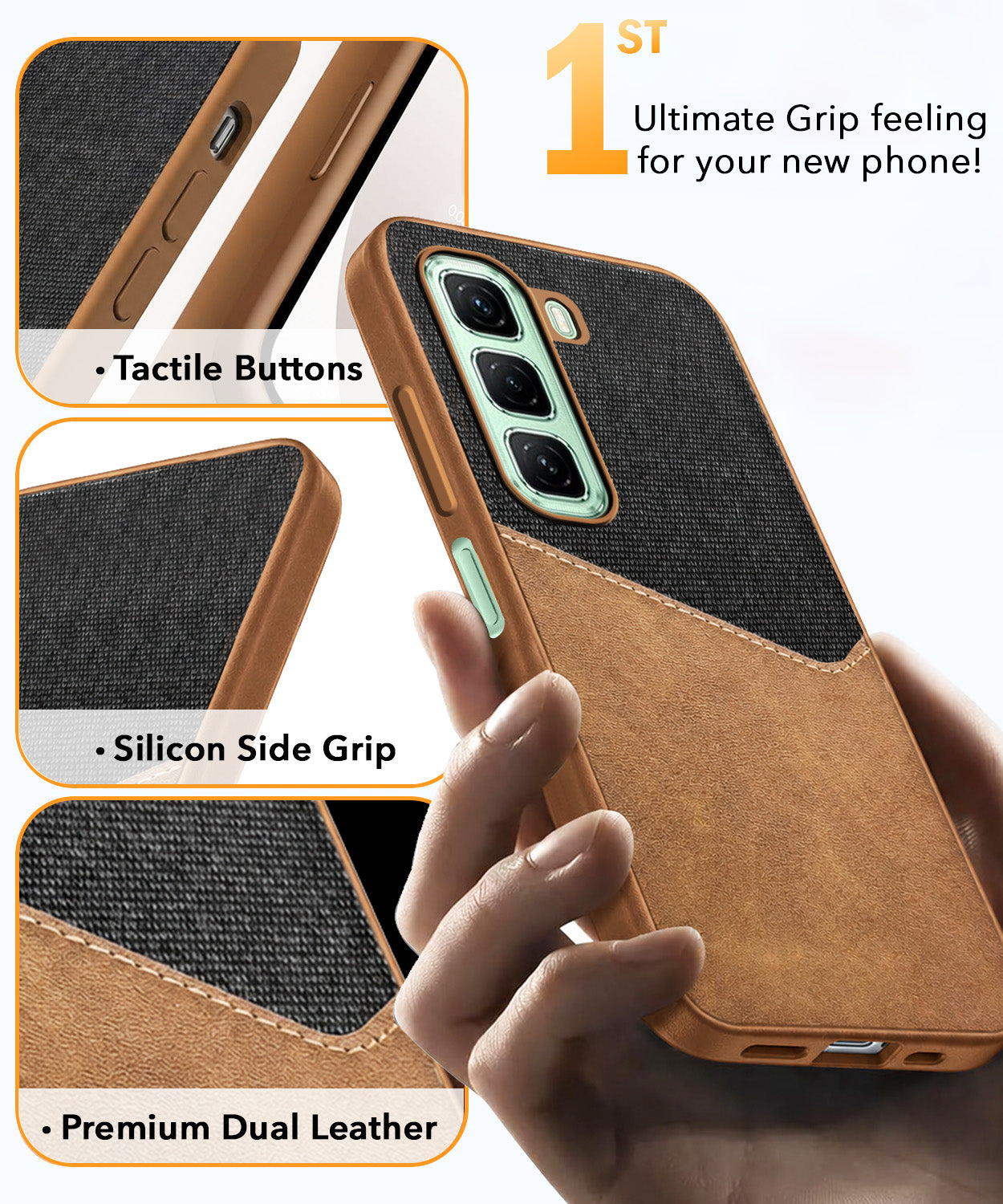 For Infinix Hot 50 5G Back Cover Case (Dual PU Leather Stitch | Professional Minimalist | Soft and Flexible)