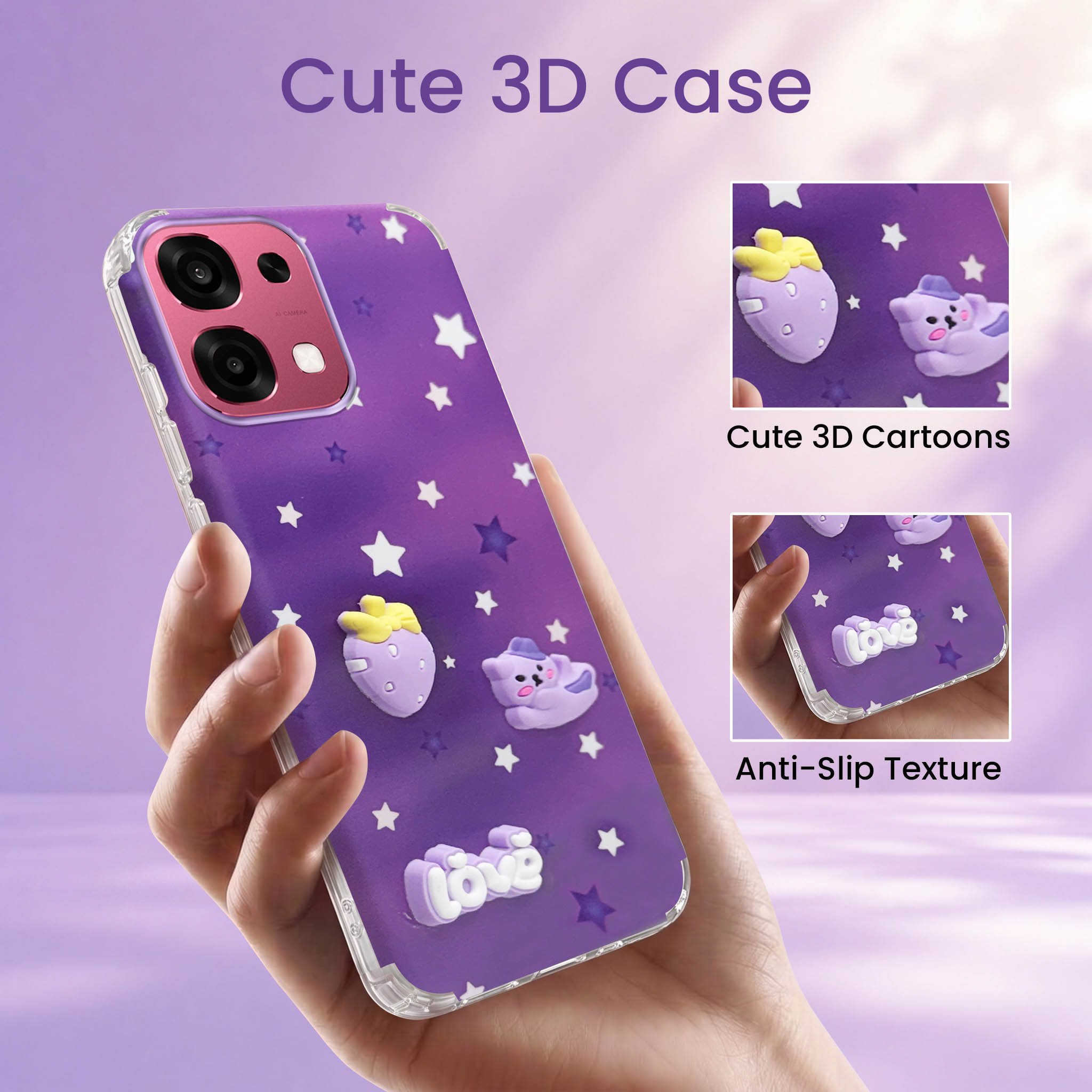 For Oppo F31 5G | Oppo F33 5G Back Cover Case (3D Cute Cartoons | Hard Back Side Soft | Matte Premium Finish | HD Printing)