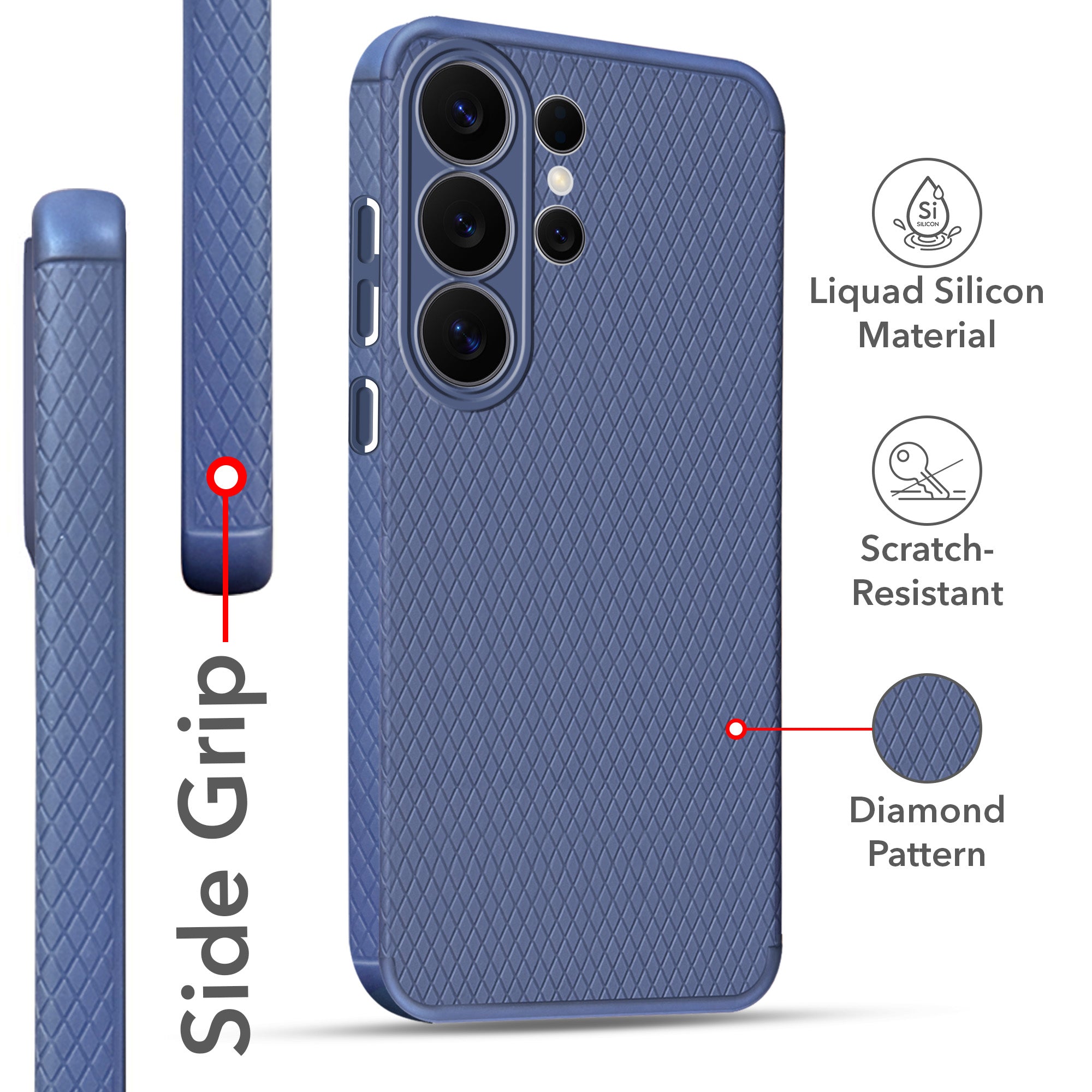 For Samsung Galaxy S26 Ultra Back Cover Case Liquid Silicone (Camera Protection | Side Grip Texture | Soft and Flexible)