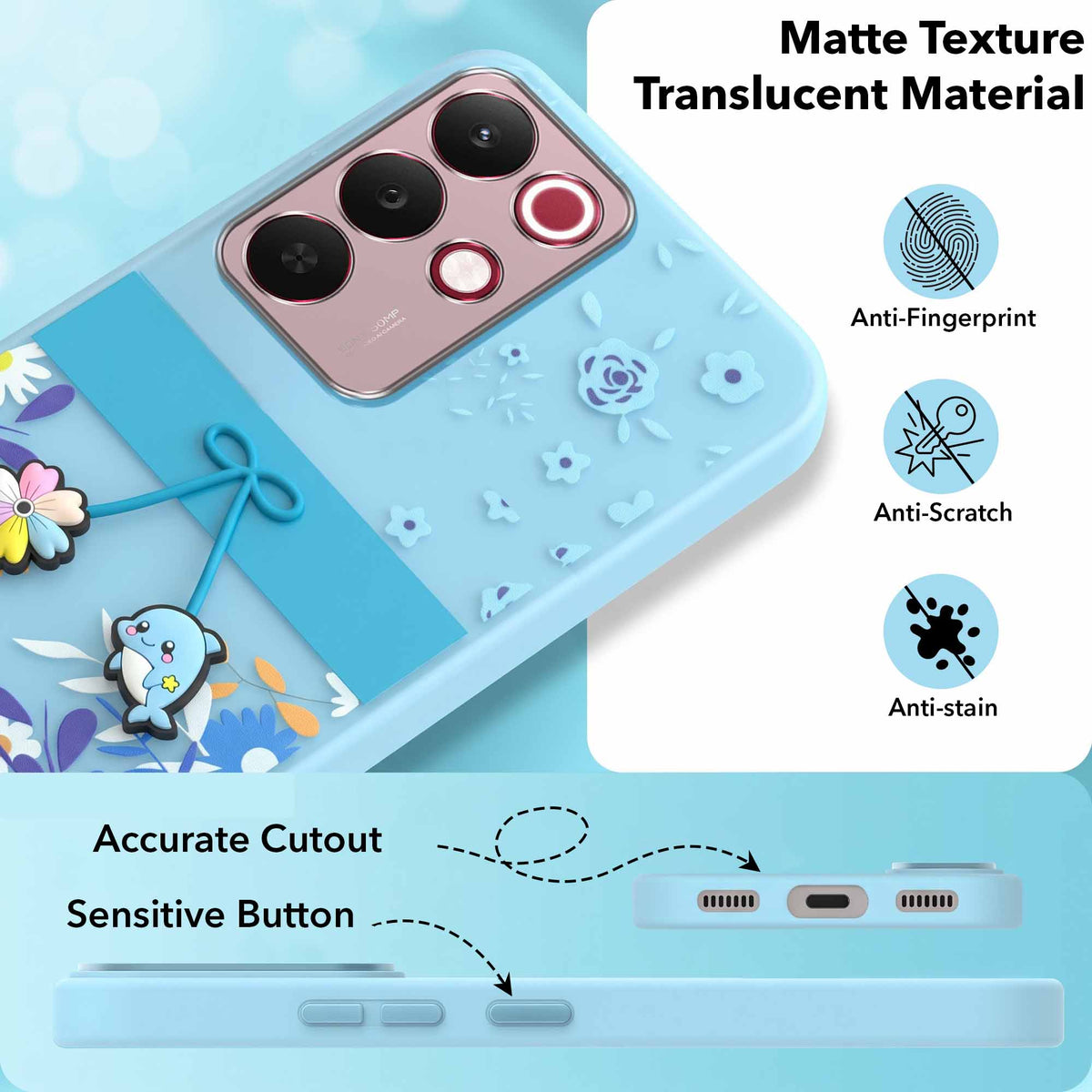 For Realme 15X Back Cover Case (3D Cute Cartoons | Hard Back Side Soft | Matte Premium Finish | HD Printing)