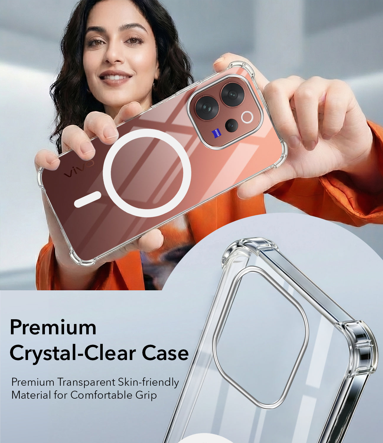 For Vivo V70 | Vivo V70 Elite 5G Back Cover Shockproof Crystal-Clear (Magsafe Wireless Support | Drop & Camera Protection | Hard Polycarbonate)