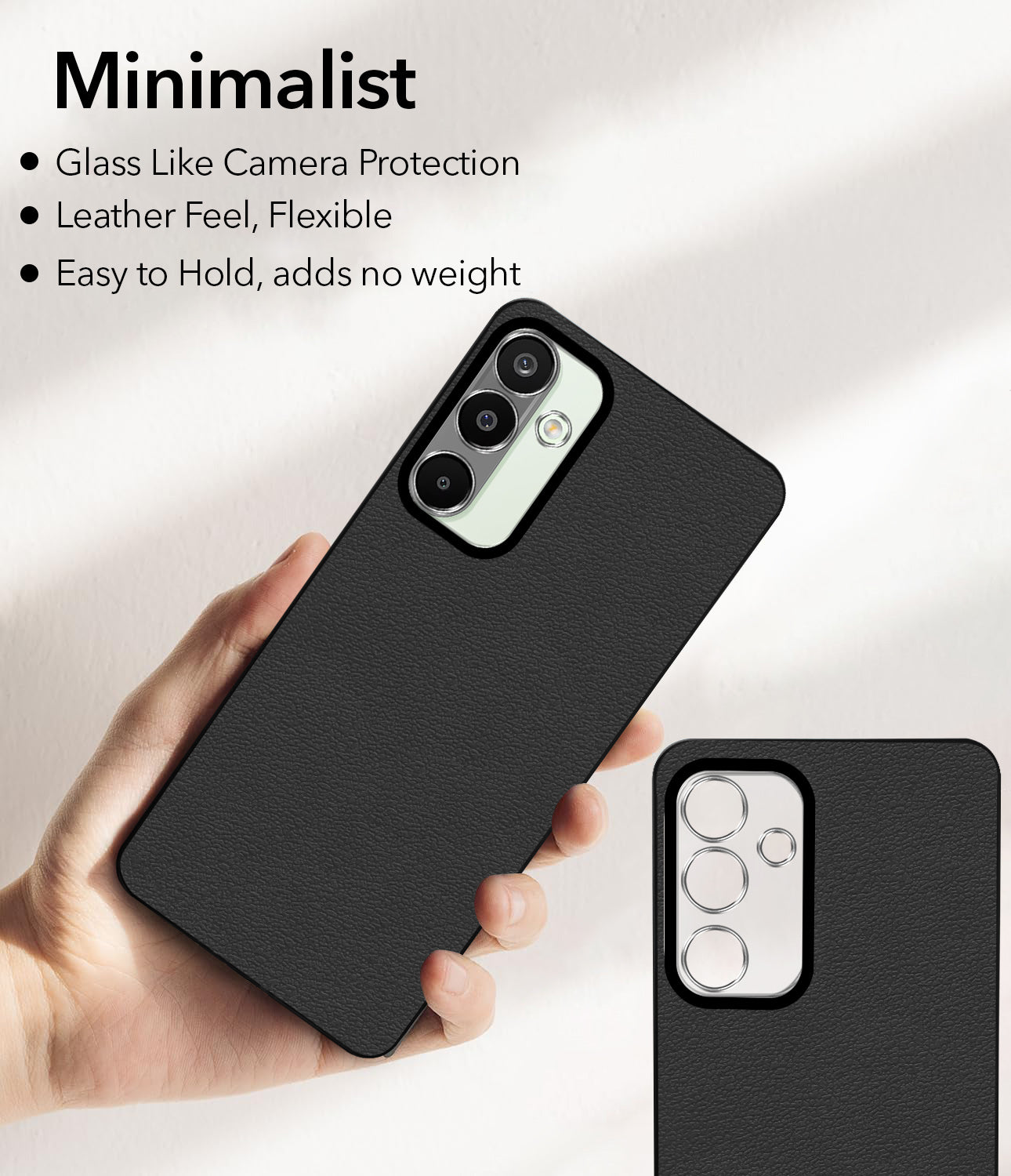 For Samsung Galaxy M16 5G | Samsung Galaxy F16 5G  Back Cover Case (Glass Like Camera Protection | Leather Feel | Minimalist Professional Grip)