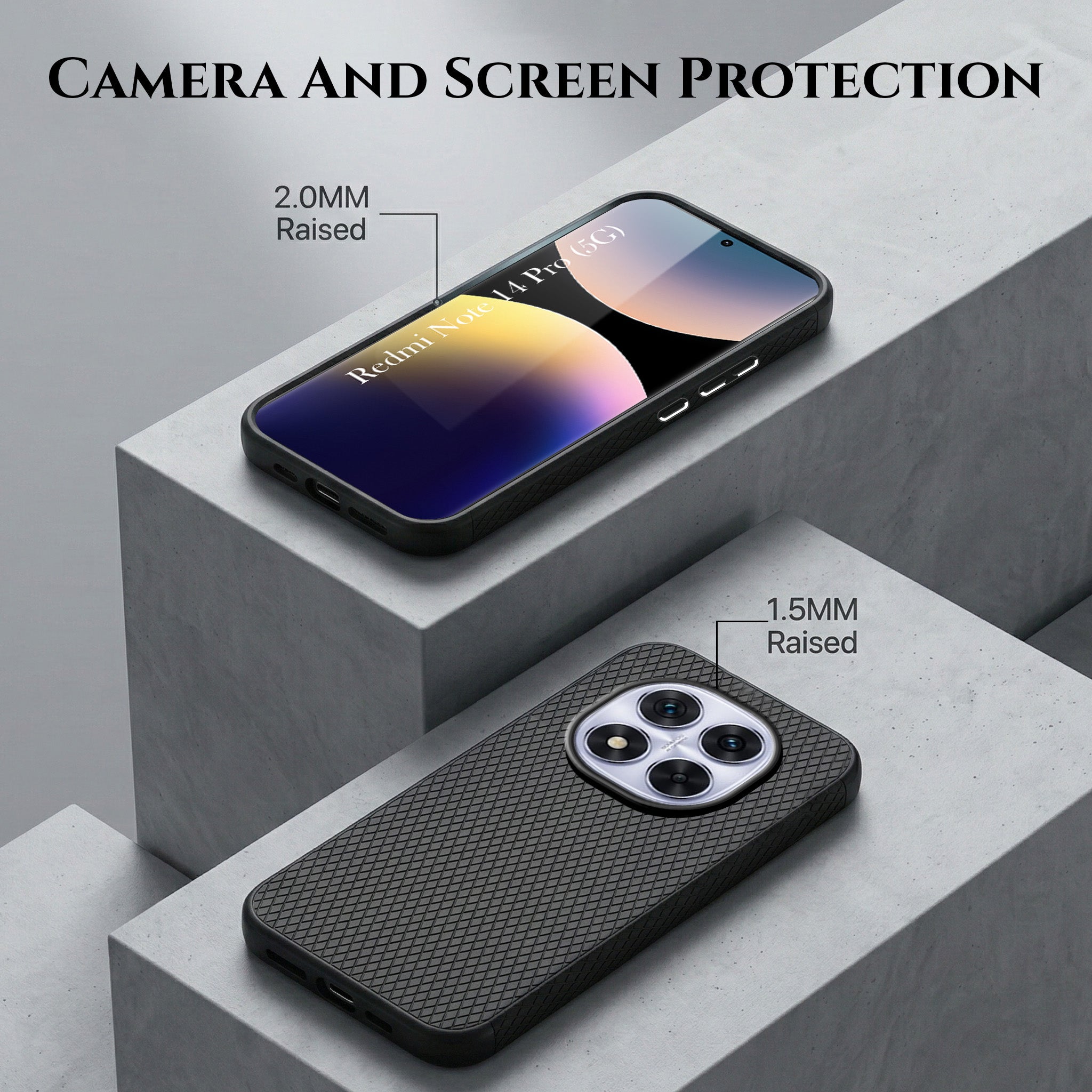 For Redmi Note 14 Pro Combo with Back Cover and 9H Tempered Glass (Liquid Silicone | Camera Protection | Oleophobic Coating Screen Glass)