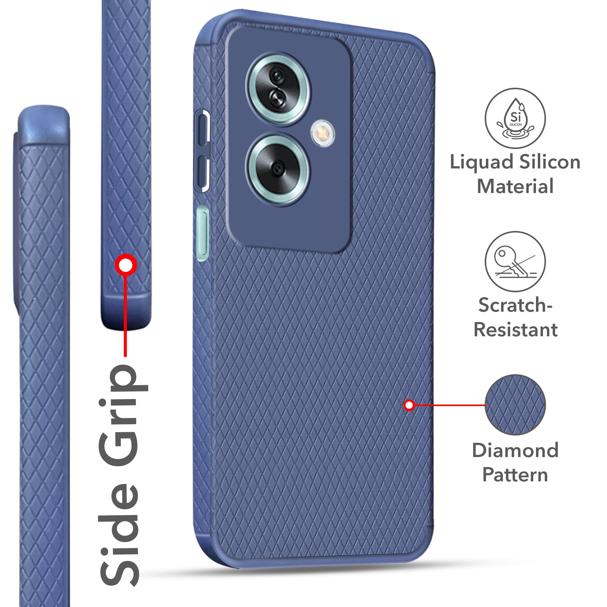 For Oppo A79 5G Back Cover Case (Liquid Silicone | Side Grip | Camera Protection)