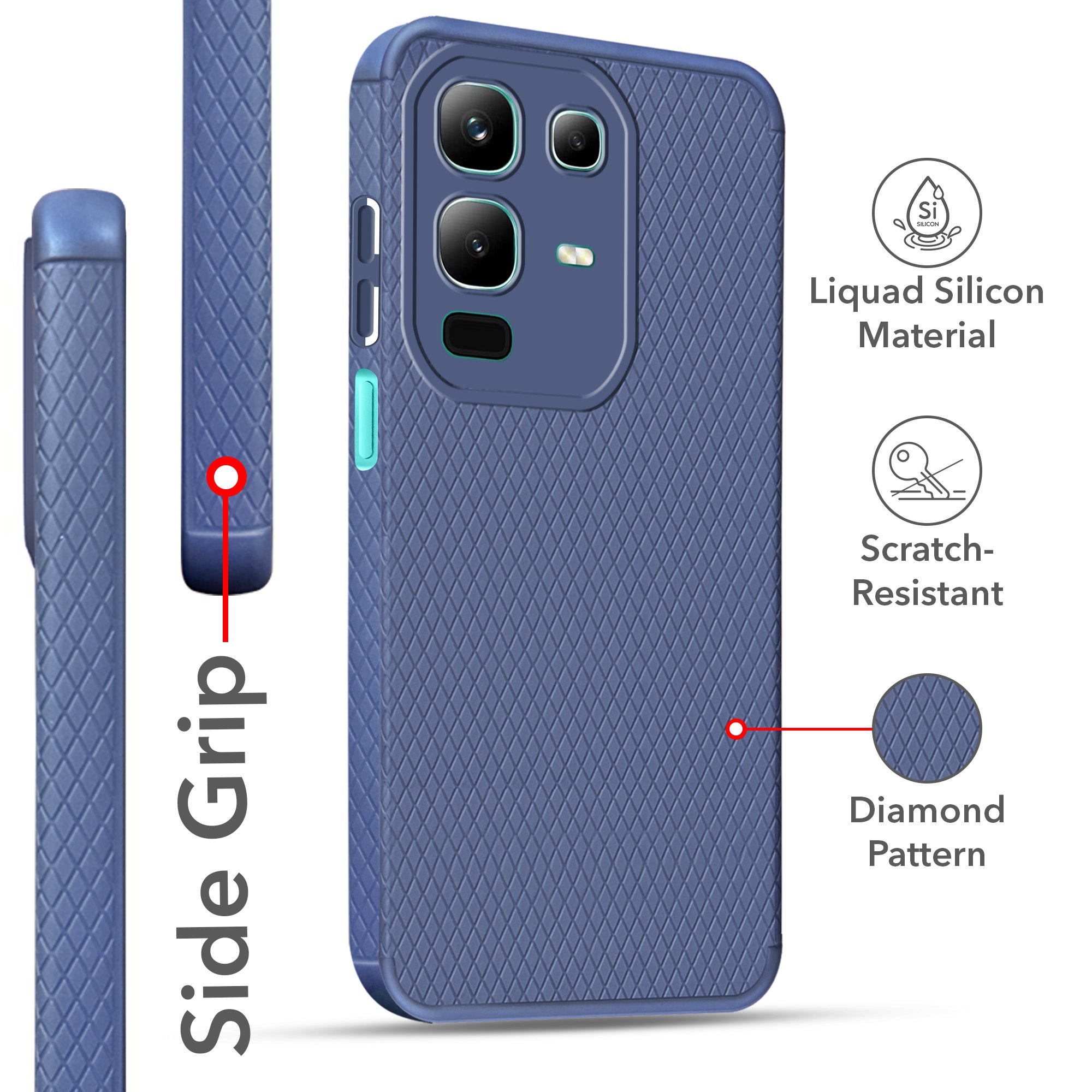 For Infinix Note 50x Back Cover Case  (Liquid Silicone | Side Grip | Camera Protection)