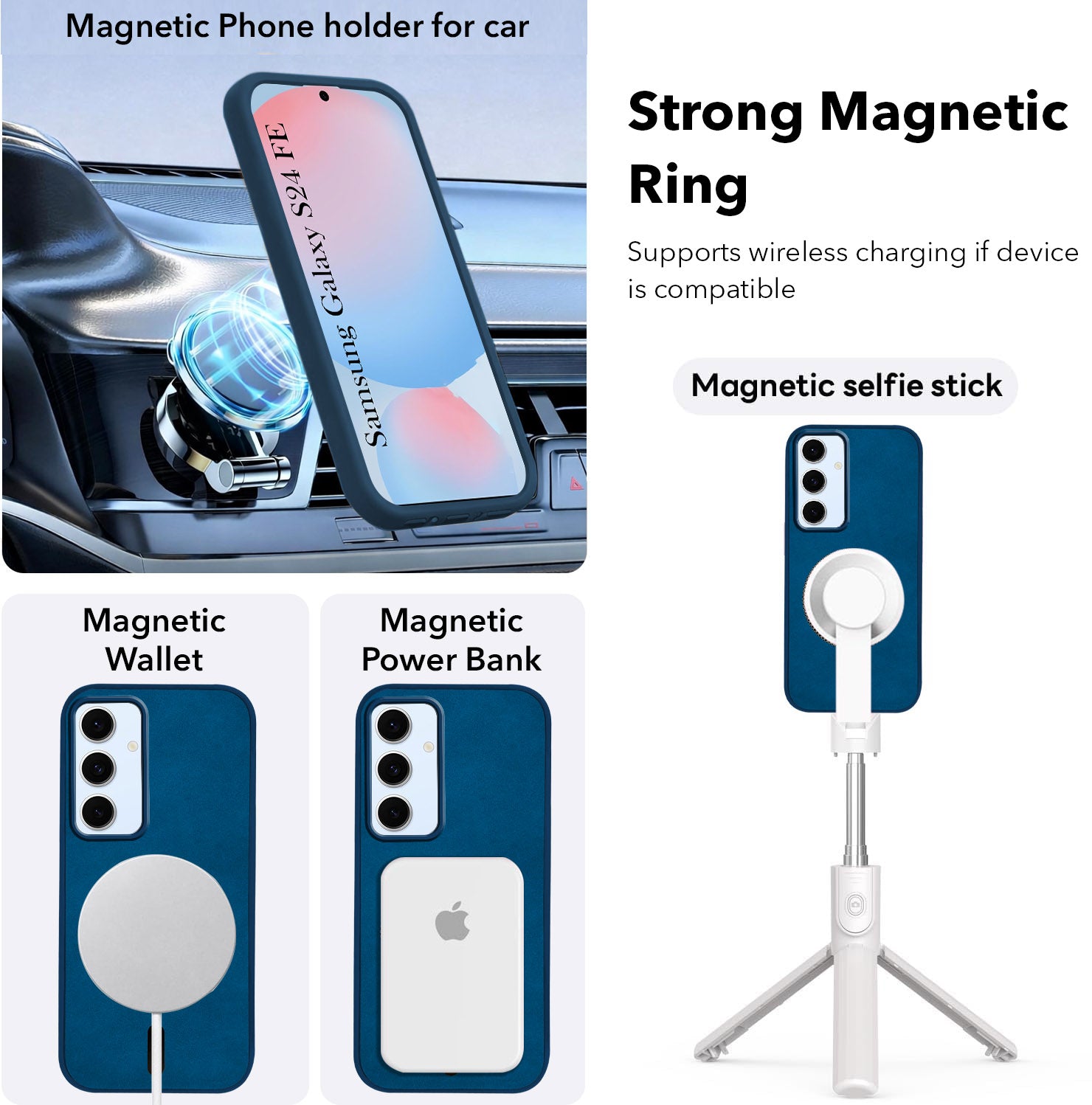 For Samsung Galaxy S24 FE Back Cover Case Leather Finish (MagSafe Compatible Wireless Charging | Soft Touch | Camera Bump Protection)