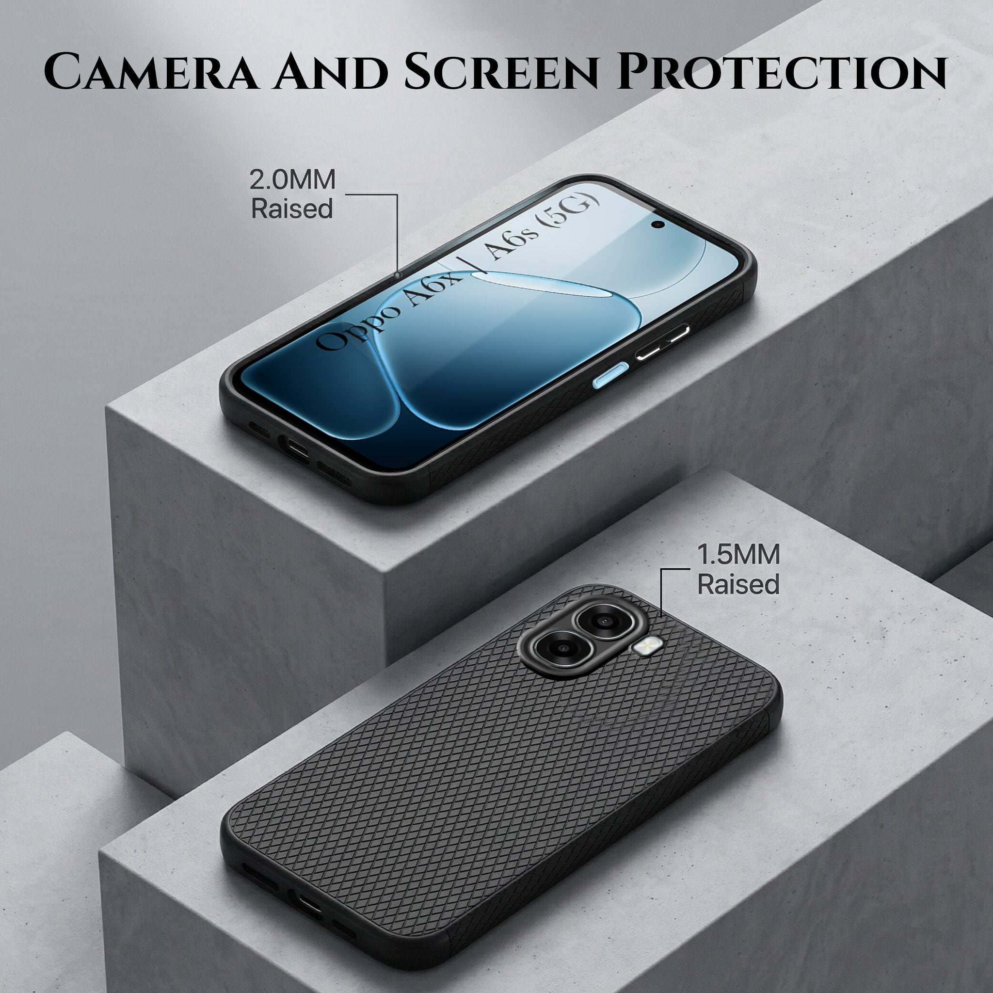 For Oppo A6X | Oppo A6S Combo with Back Cover and 9H Tempered Glass (Liquid Silicone | Camera Protection | Oleophobic Coating Screen Glass)