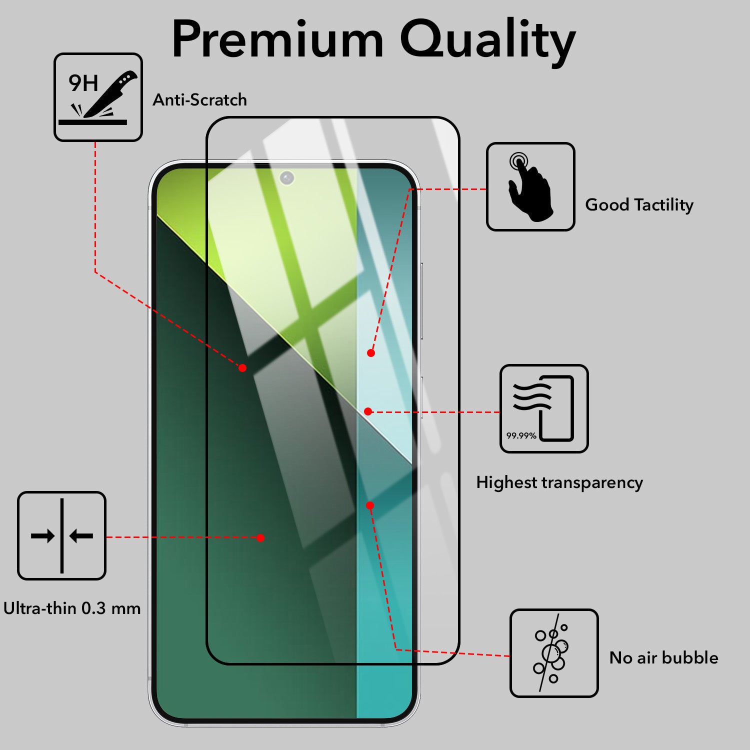 (Pack of 2) Tempered Glass For Redmi Note 13 Pro Military-Grade Gorilla Screen Protector With Installation Kit | Shatterproof, Full Coverage, HD Clear, Scratch Resistant