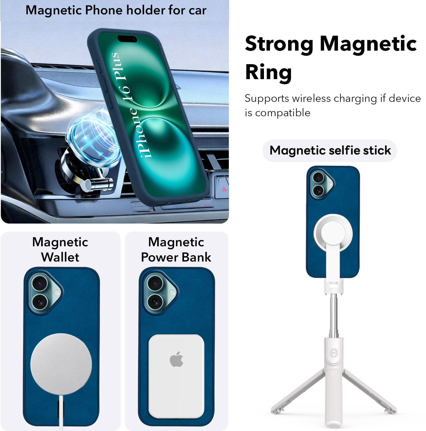 For Apple iPhone 16 Plus Back Cover Case (Sleek Leather Finish | MagSafe Compatible Wireless Charging | Camera Bump Protection)