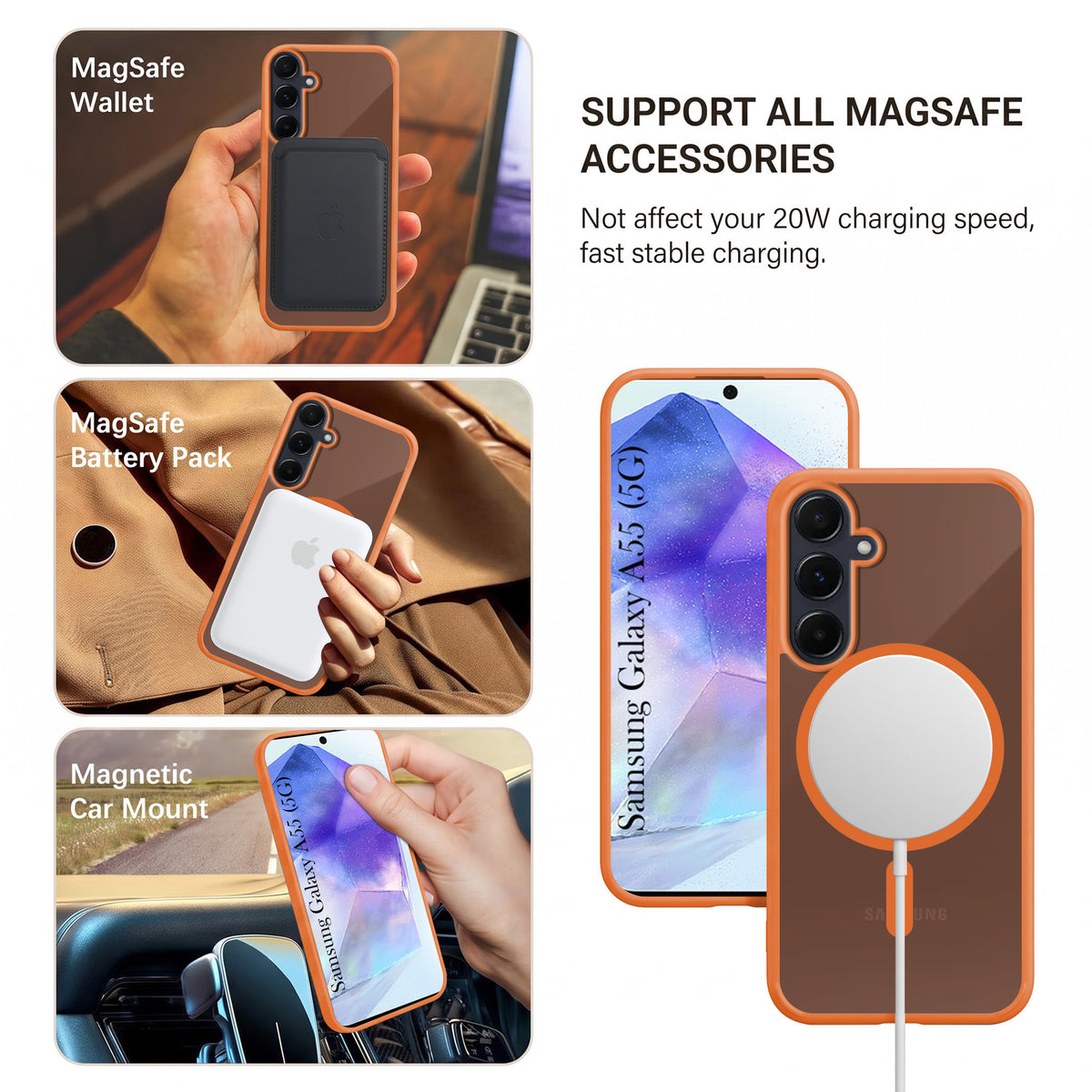 For Samsung Galaxy A55 5G Matte Finish Back Case Cover (MagSafe Compatible | Translucent Soft Touch | Slim and Unbreakable)