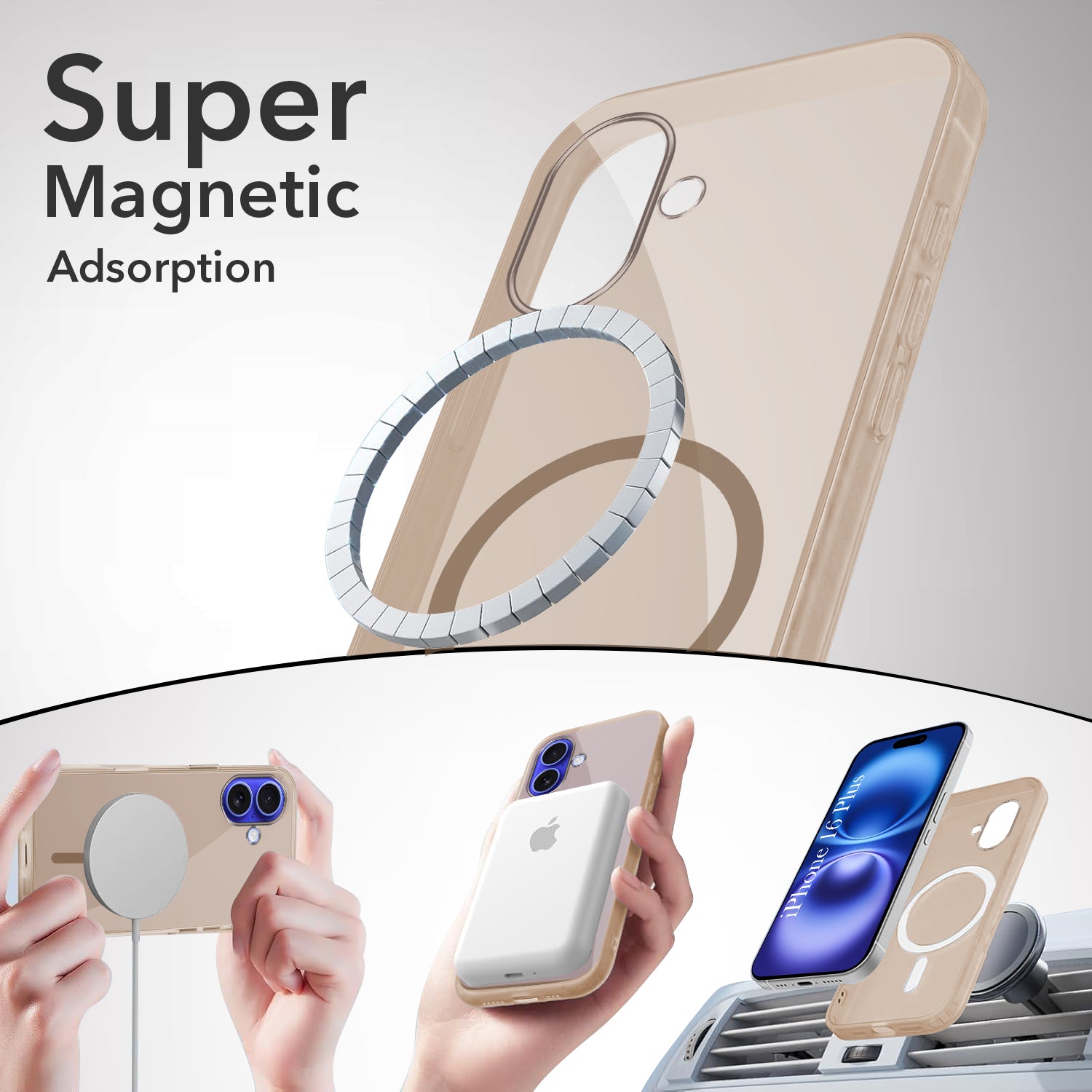 For Apple iPhone 16 Plus Back Case Cover Lifetime Anti-Yellow MagSafe Compatible Clear (Sleek Hard Crystal | Camera Protection and Shockproof)