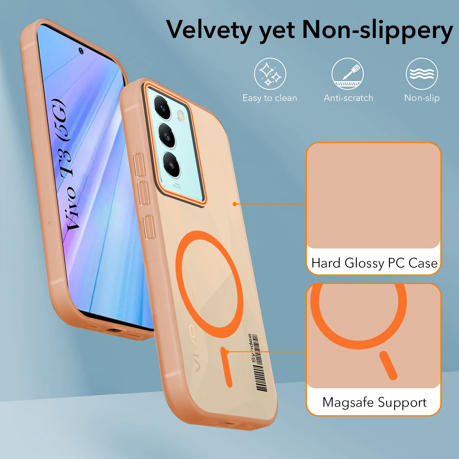 For Vivo T3 5G Back Cover Case (Soft Touch | Camera Bump Protection | MagSafe Compatible | Matte Finish)