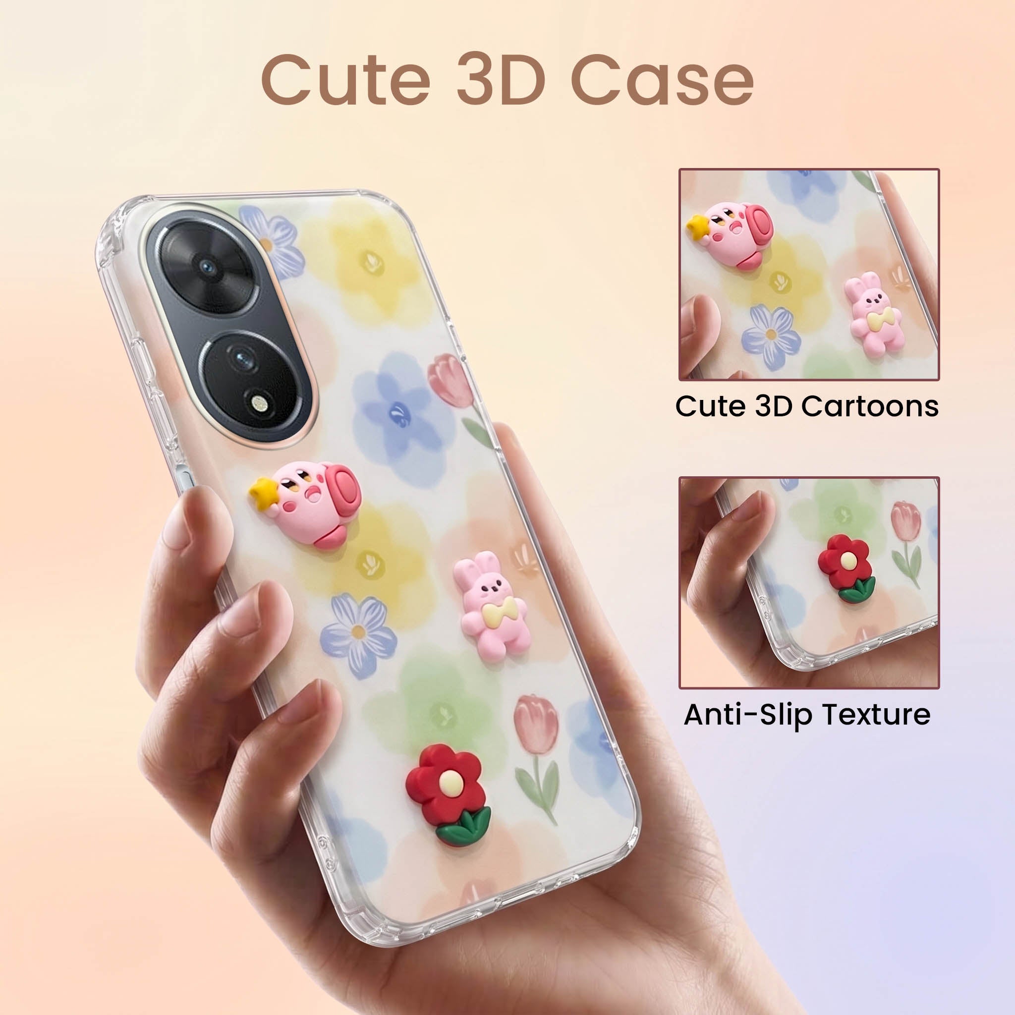 For Vivo T2 Back Cover Case (3D Cute Cartoons | Hard Back Side Soft | Matte Premium Finish | HD Printing)