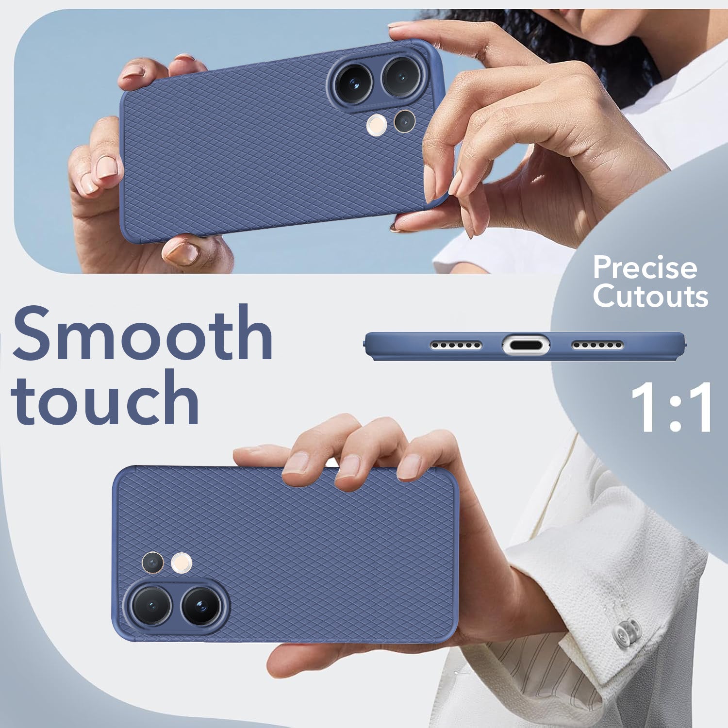 For Vivo V60 | Vivo T4 Pro Back Cover Case (Liquid Silicone | Side Grip | Camera Protection)