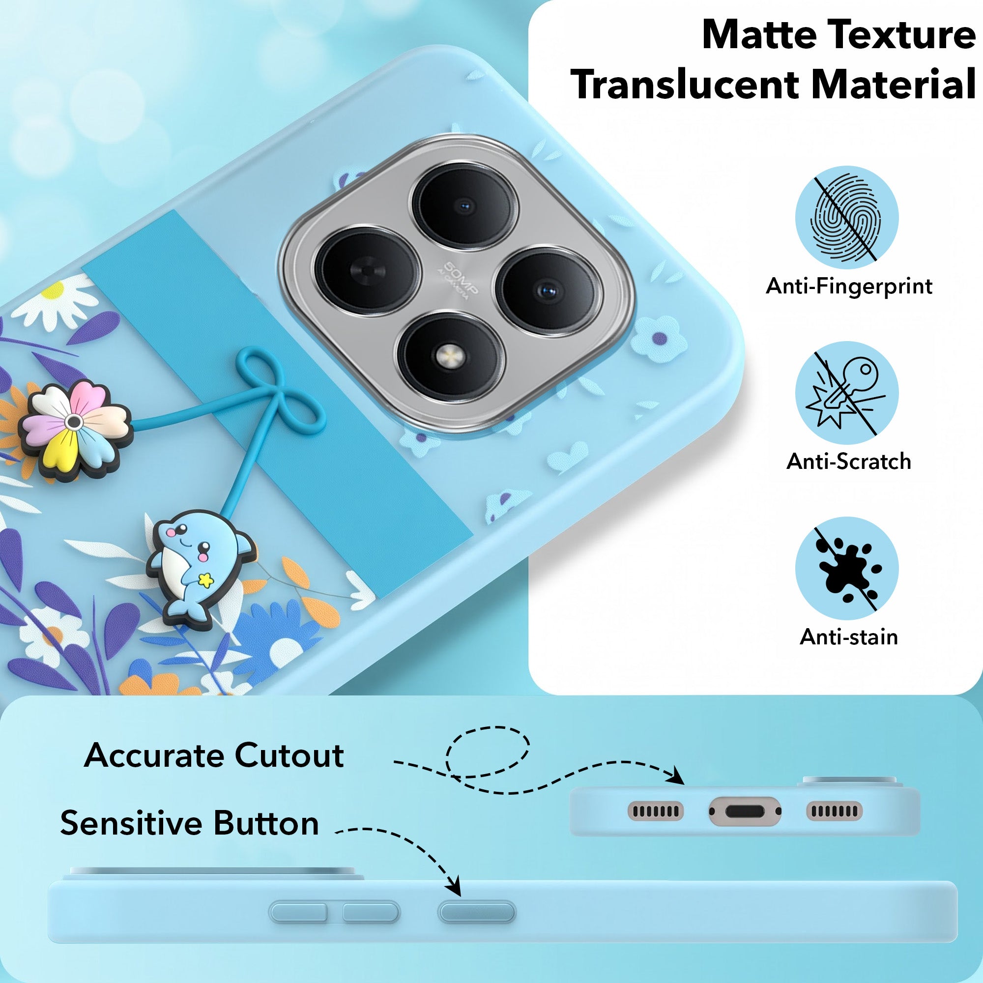 For Poco M8 5G Back Cover Case (3D Cute Cartoons | Hard Back Side Soft | Matte Premium Finish | HD Printing)