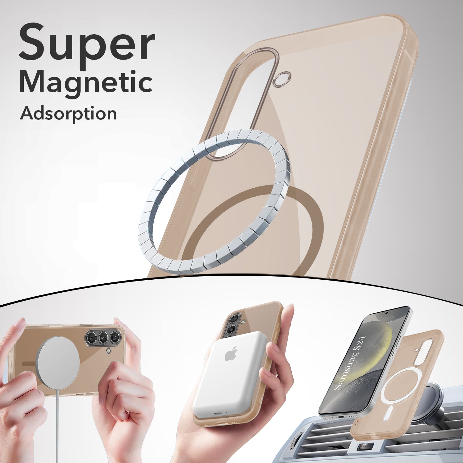 For Samsung Galaxy S24 Back Cover Case Lifetime Anti-Yellow MagSafe Compatible Clear (Sleek Hard Crystal | Shockproof and Camera Protection)