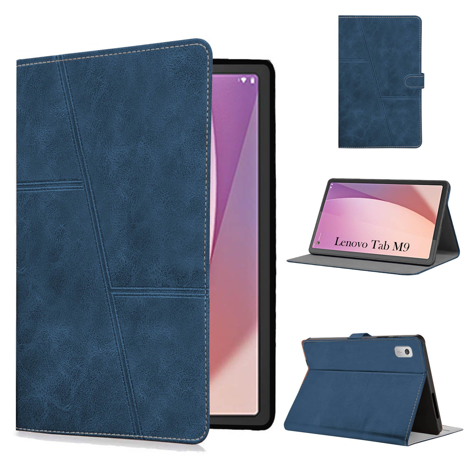 For Flip Cover Folio Case Lenovo Tab M9 (TB310FU) 9 Inch (PU Leather | Multi-Angle Smart Stand | Card Storage Slots | Silicone Back Pouch)