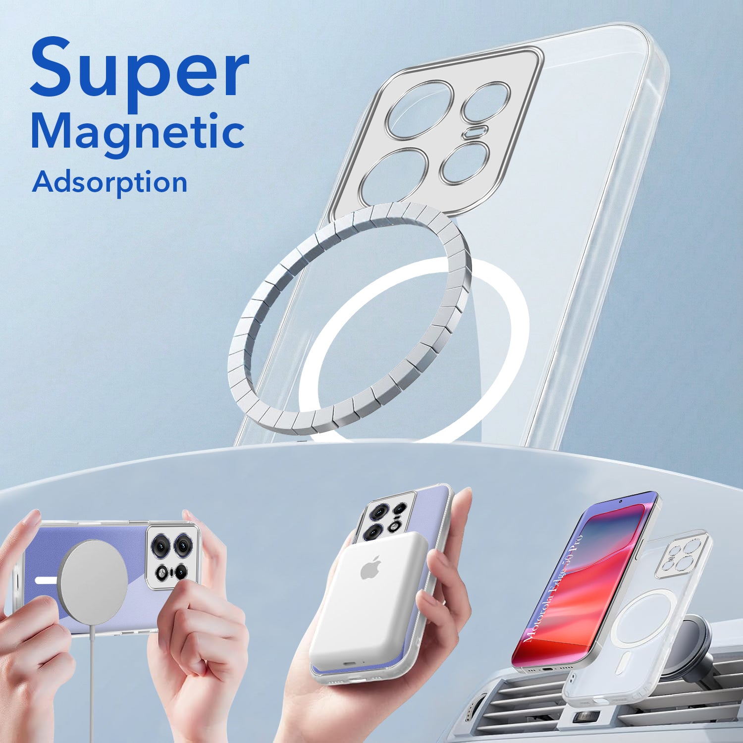 For Motorola Moto Edge 50 Pro Back Cover Case Lifetime Anti-Yellow MagSafe Compatible Clear (Sleek Hard Crystal | Shockproof and Camera Protection)