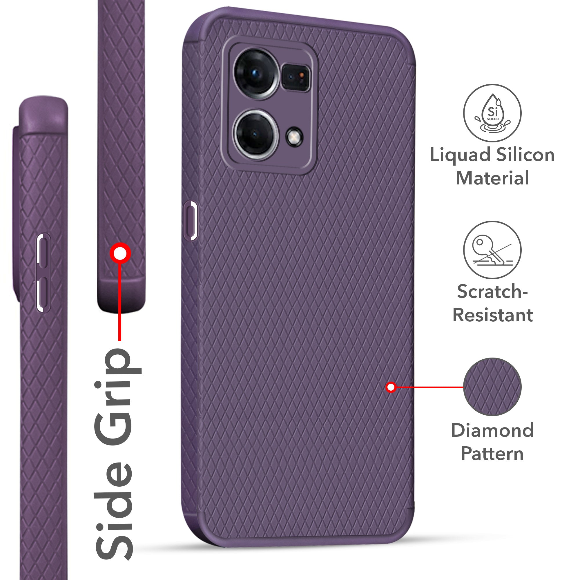 For Oppo F21 Pro 4G | F21s Pro Back Cover Case (Liquid Silicone | Side Grip | Camera Protection)