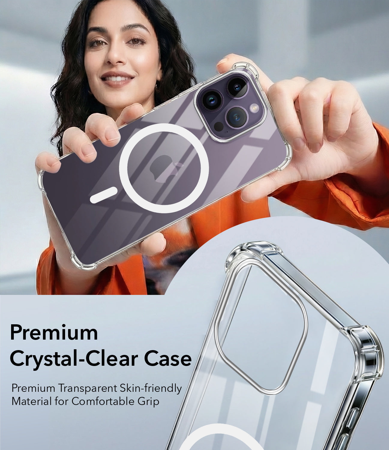 For Apple iPhone 14 Pro Max Back Cover Shockproof Crystal-Clear (Magsafe Wireless Support | Drop & Camera Protection | Hard Polycarbonate)