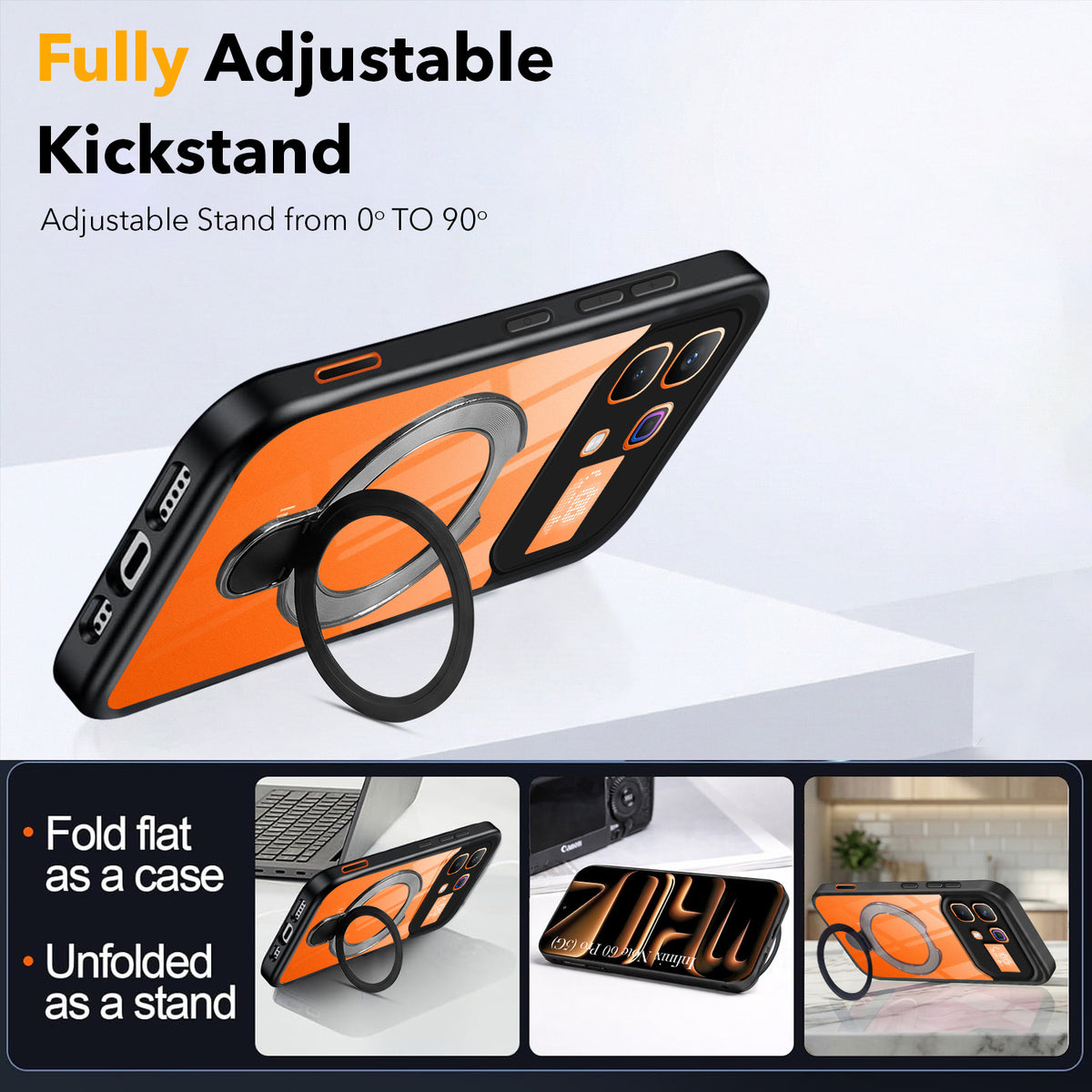 For Infinix Note 60 Pro 5G Back Cover Case (Kick Stand Ring Holder | Life time Anti Yellow | Camera Protection)