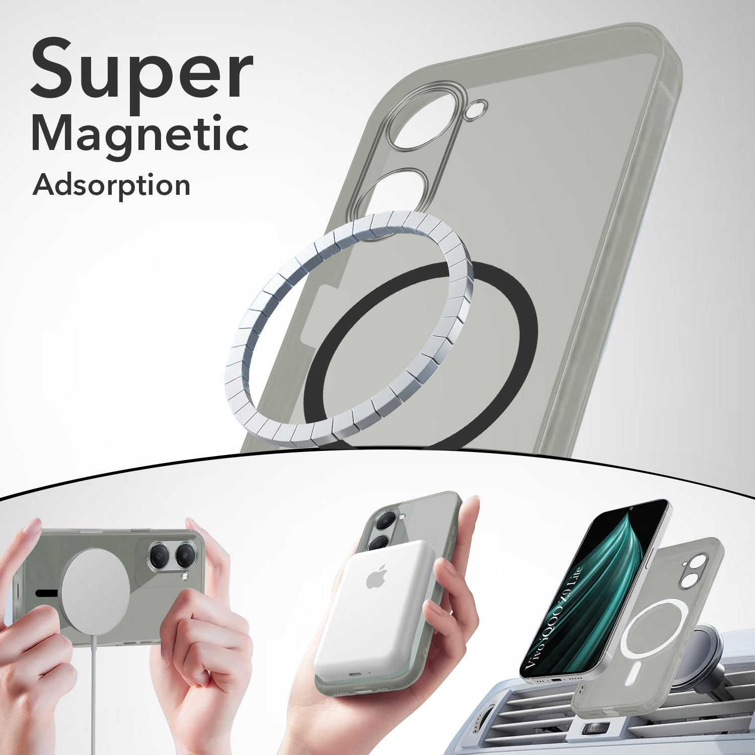 For Vivo iQOO Z9 Lite Back Cover Case Lifetime Anti-Yellow MagSafe Compatible Clear (Sleek Hard Crystal | Shockproof and Camera Protection)