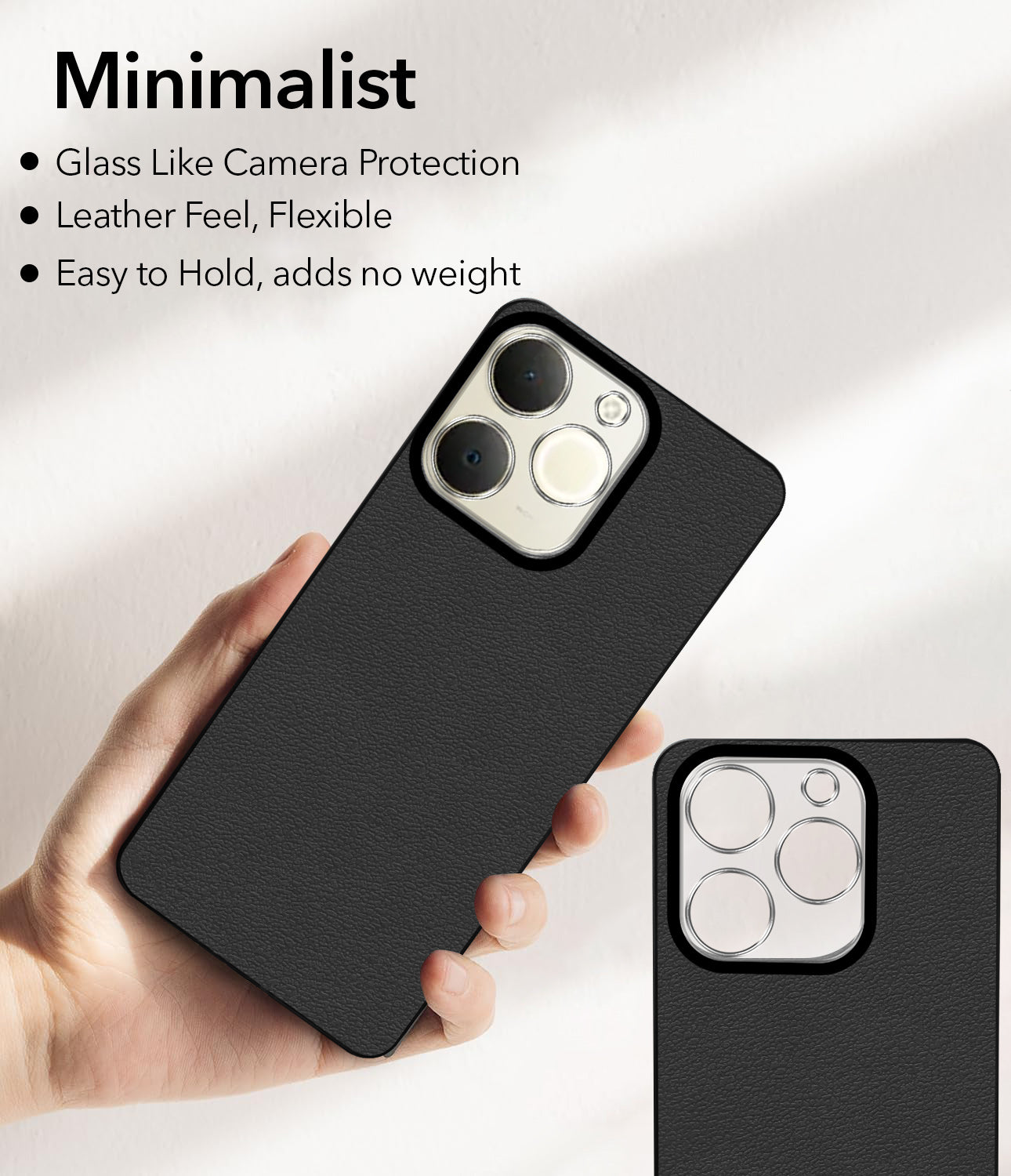 For Realme P4 Lite | Realme Narzo 80 Lite (4G) Back Cover Case (Glass Like Camera Protection | Leather Feel | Minimalist Professional Grip)