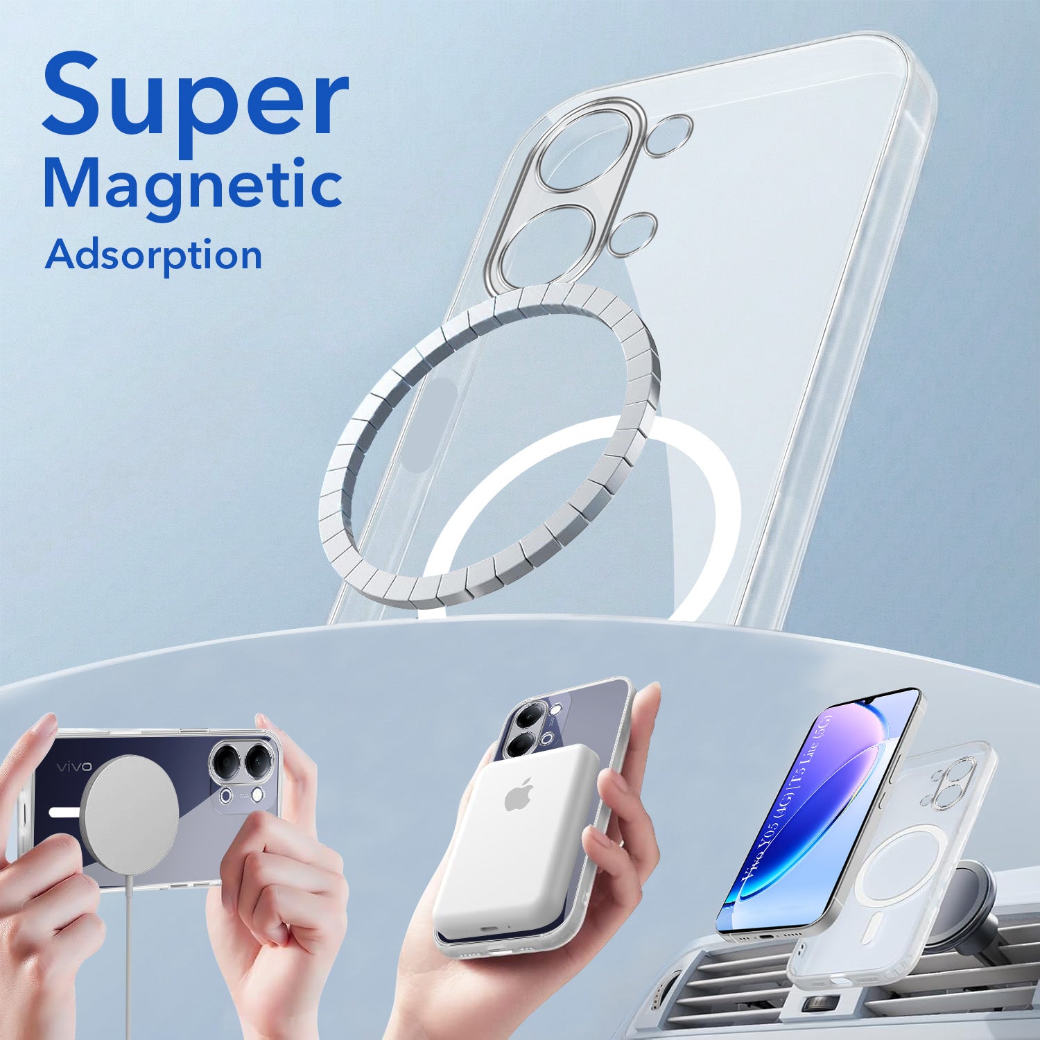 For Vivo Y05 4G | Vivo T5 Lite 5G Back Cover Case Lifetime Anti-Yellow MagSafe Compatible Clear (Sleek Hard Crystal | Shockproof and Camera Protection)