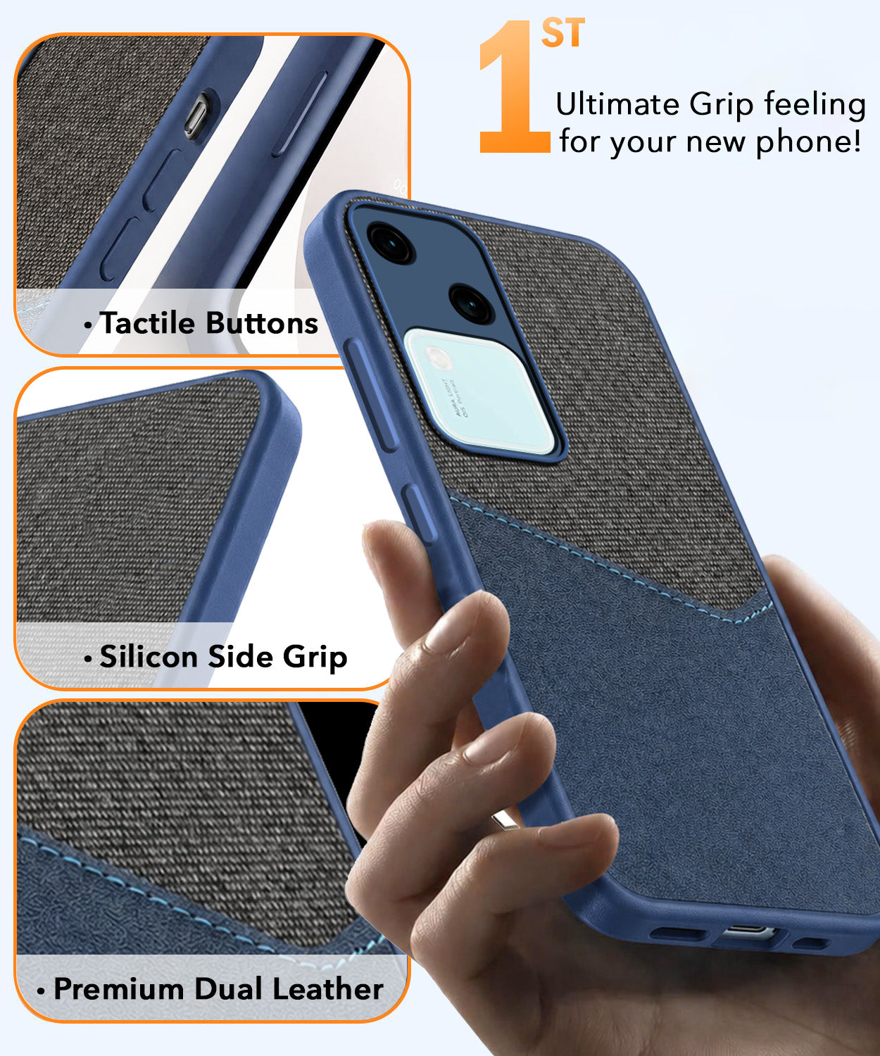 For Vivo V30 Back Cover Case (Dual PU Leather Stitch | Professional Minimalist | Soft and Flexible)